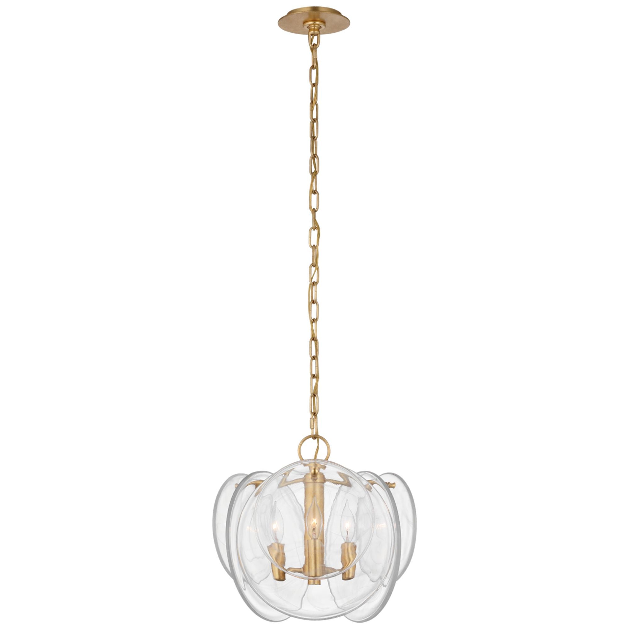 AERIN Loire Petite Chandelier in Gild with Clear Strie Glass