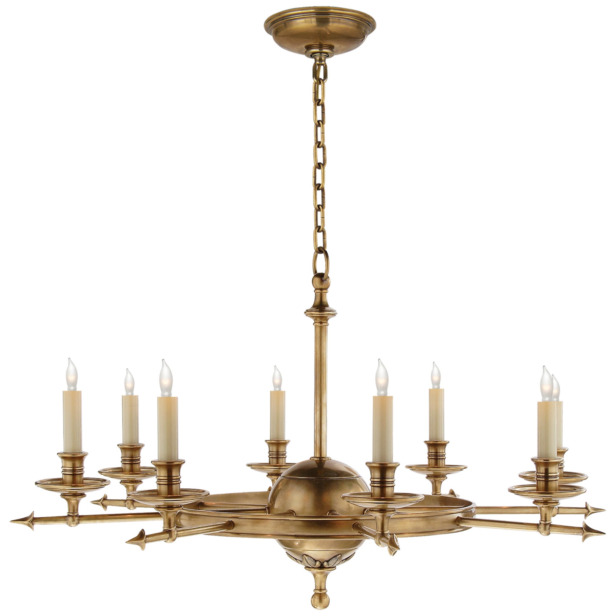 Chapman & Myers Leaf and Arrow Large Chandelier in Antique-Burnished B