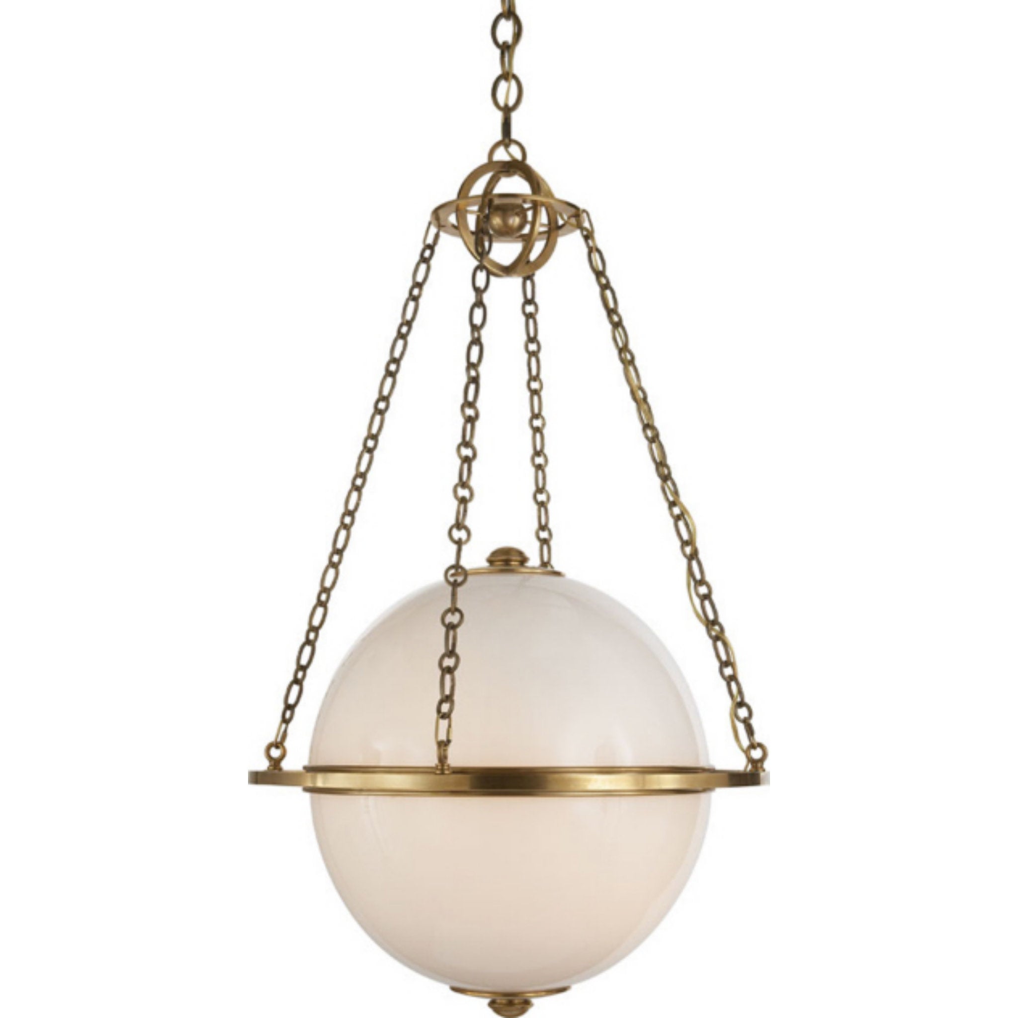 Chapman & Myers Modern Globe Lantern in Antique-Burnished Brass with W