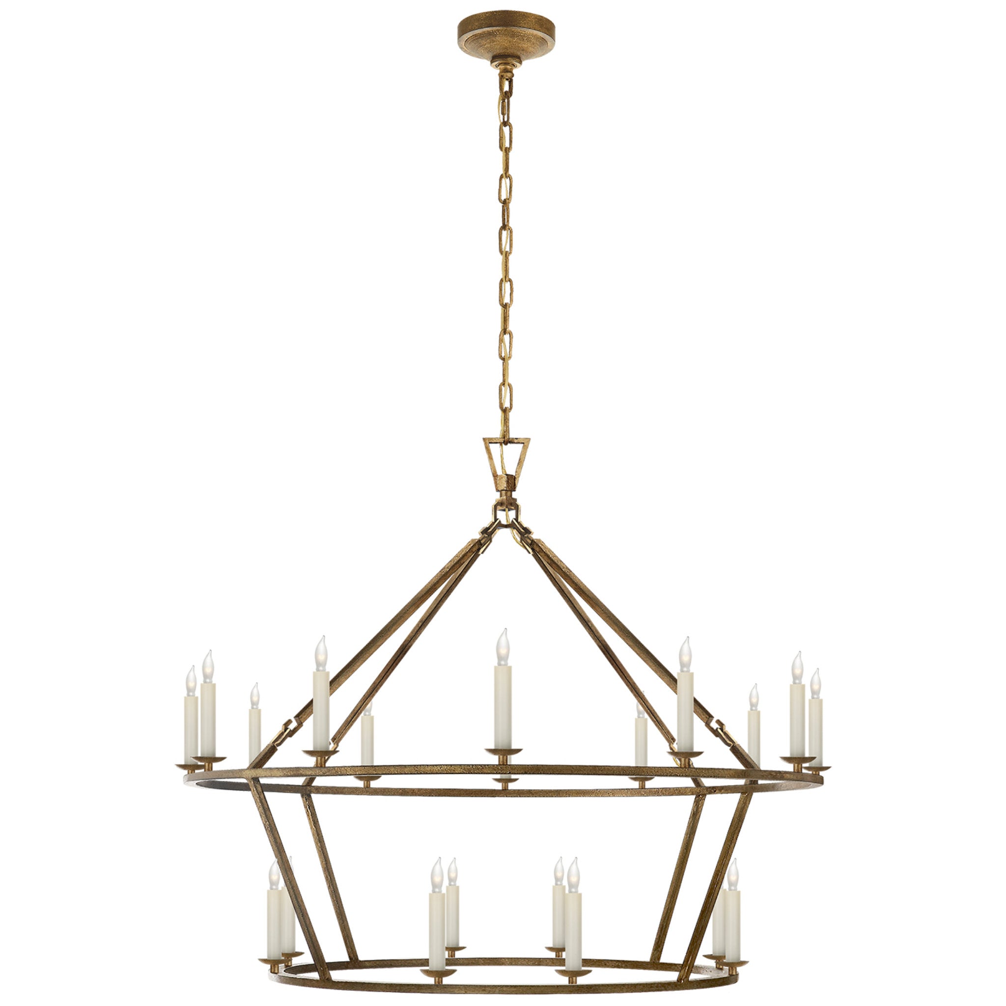 Chapman & Myers Darlana Large Two-Tiered Ring Chandelier in Gilded Iro