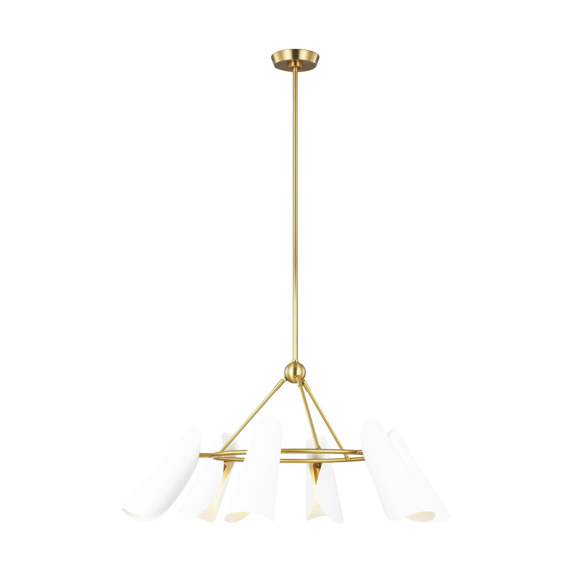 AERIN Tresa Six Light Chandelier in Matte White and Burnished Brass