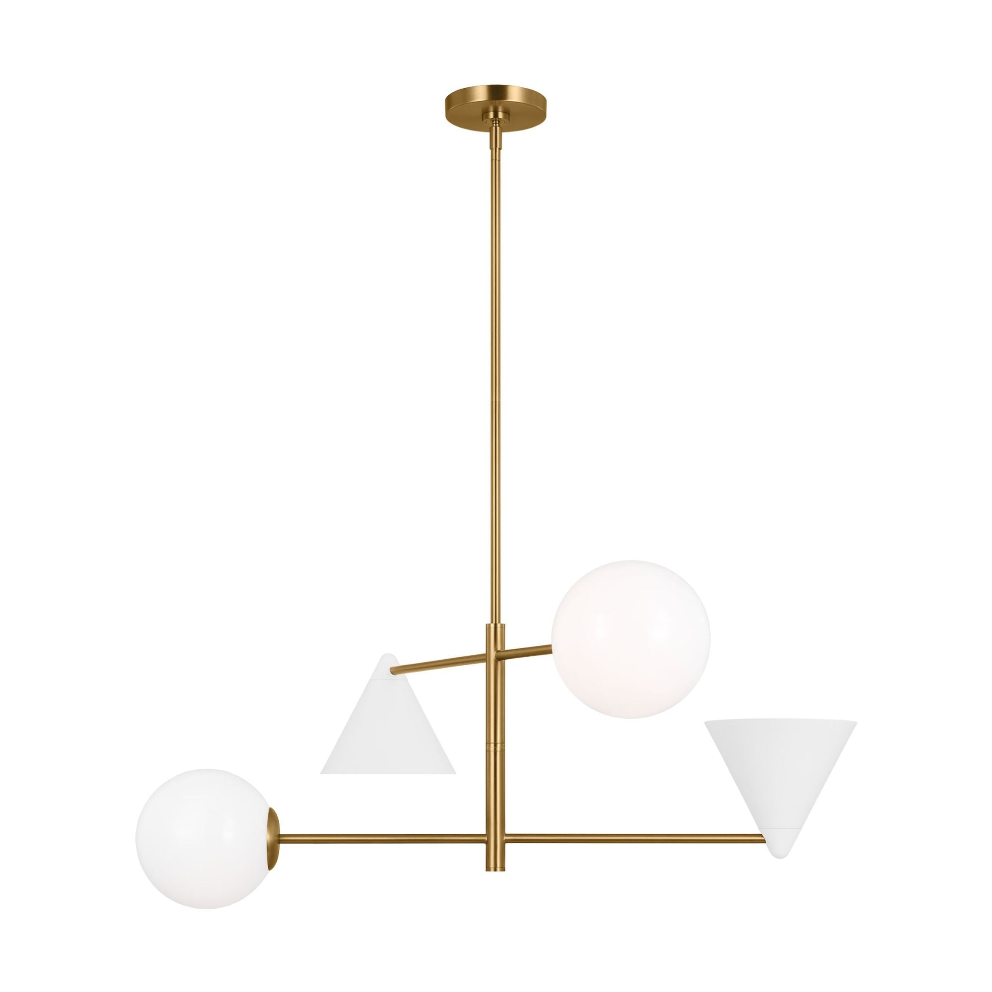 AERIN Cosmo Large Chandelier in Matte White and Burnished Brass