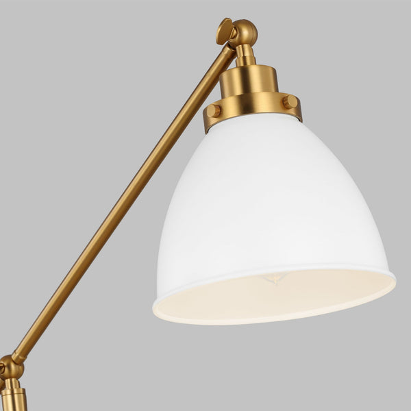 Visual Comfort Studio Wellfleet Desk Lamp in Matte White And Burnished Brass  by Chapman & Myers 