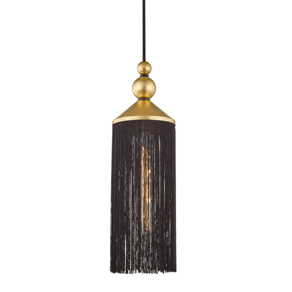 Scarlett 1 Light Pendant in Gold Leaf/Black – Foundry Lighting