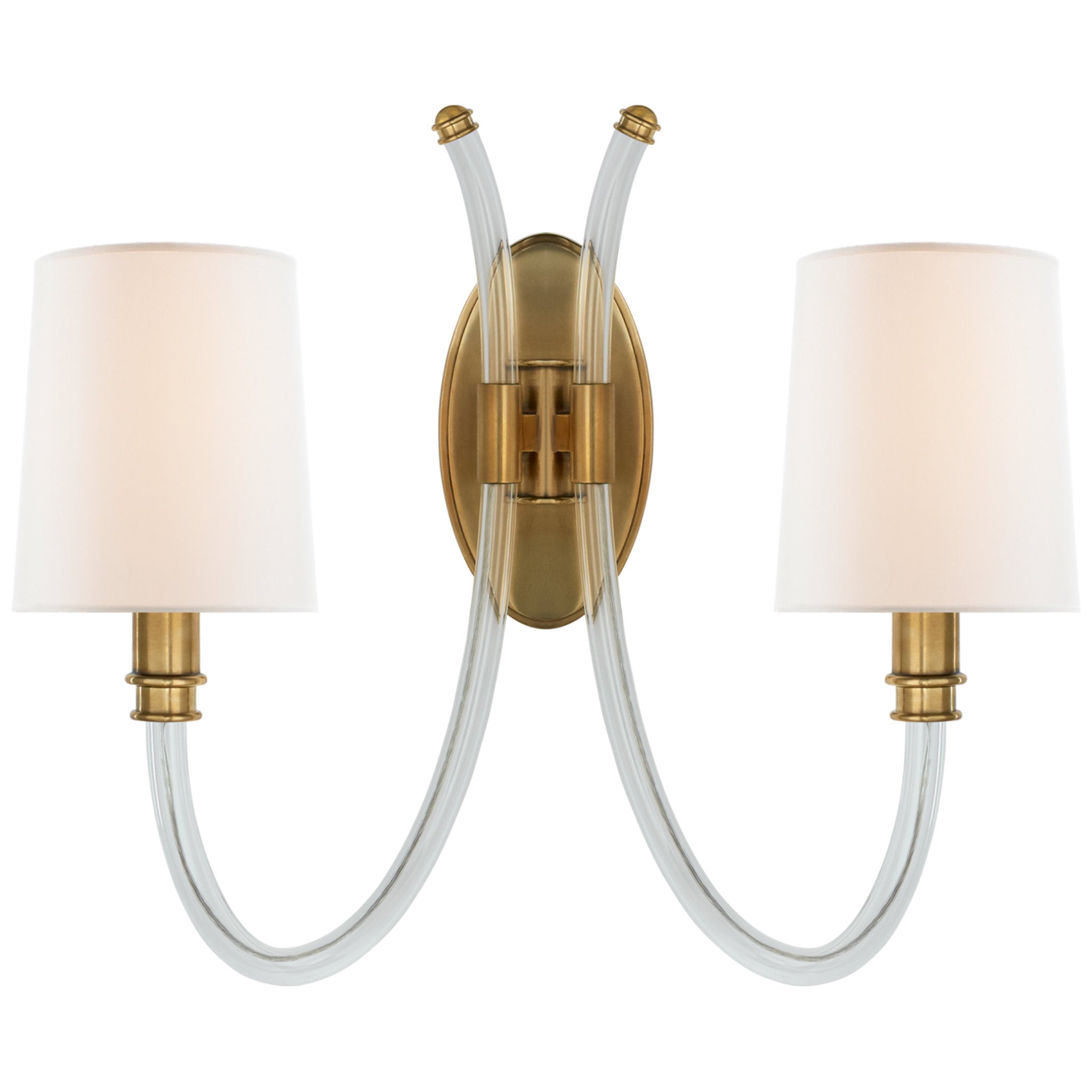 Julie Neill Clarice Double Sconce in Crystal and Antique-Burnished Bra