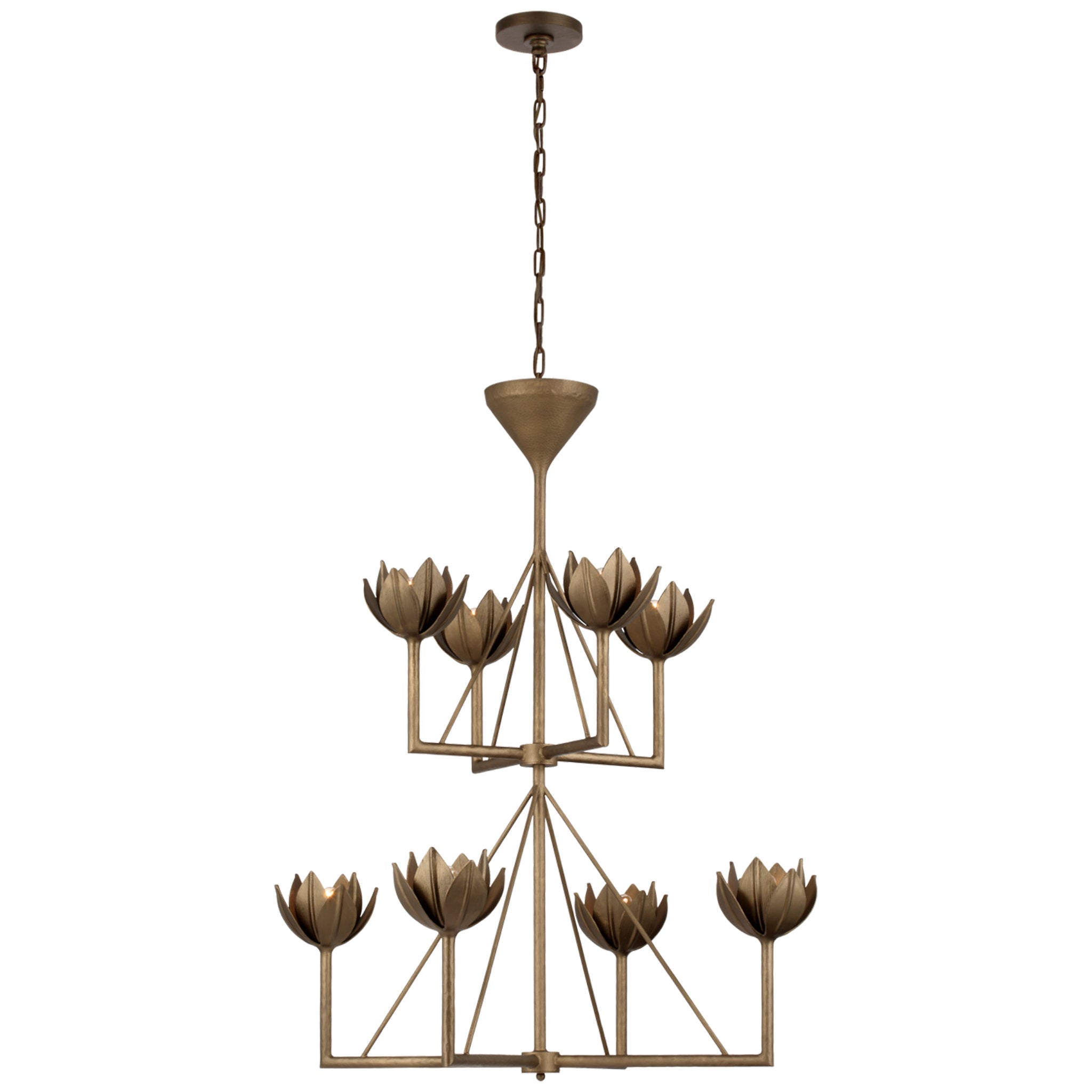 Julie Neill Alberto Medium Two Tier Chandelier in Antique Bronze Leaf