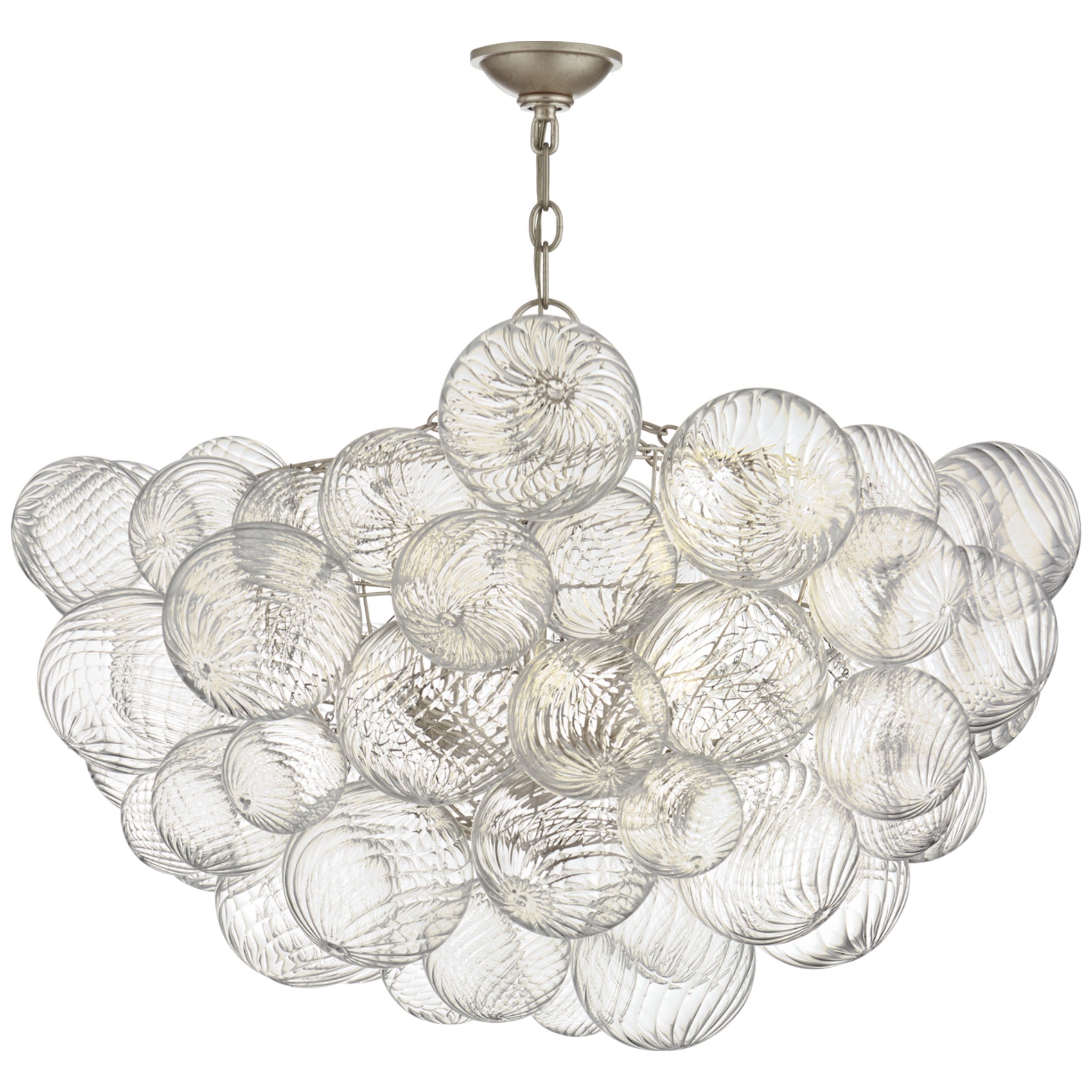 Julie Neill Talia Large Chandelier in Burnished Silver Leaf and Clear