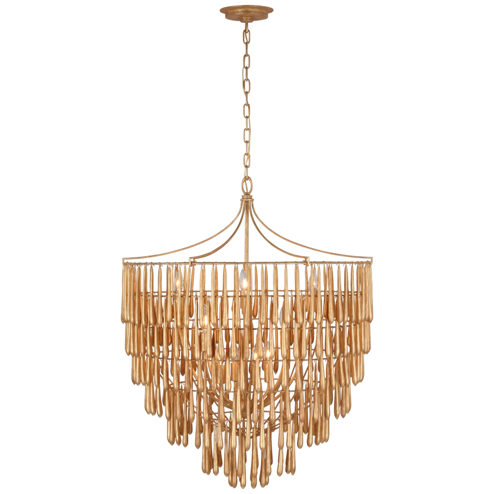 Julie Neill Vacarro Large Chandelier in Antique Gold Leaf Ceiling Ligh