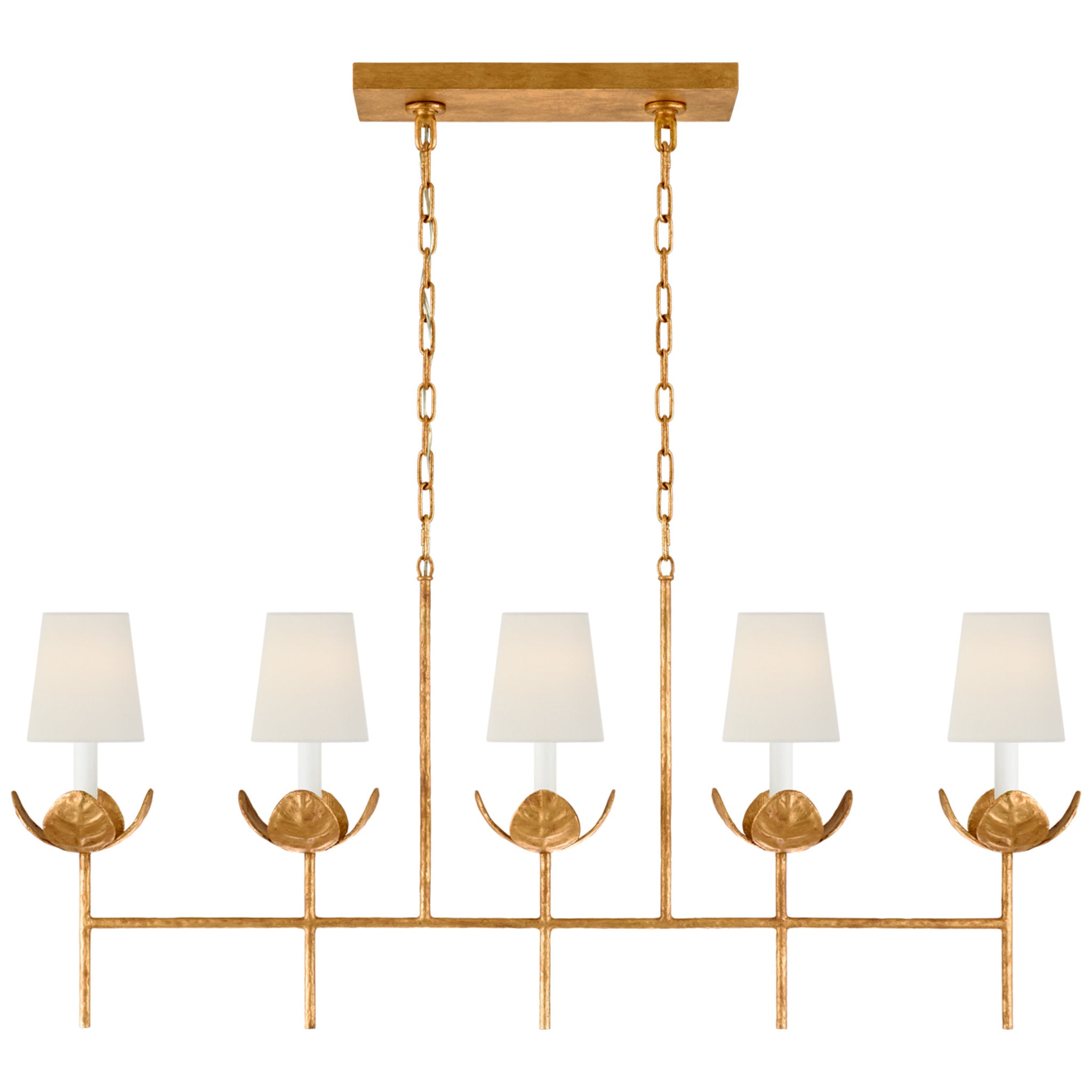 Julie Neill Illana Large Linear Chandelier in Antique Gold Leaf with L