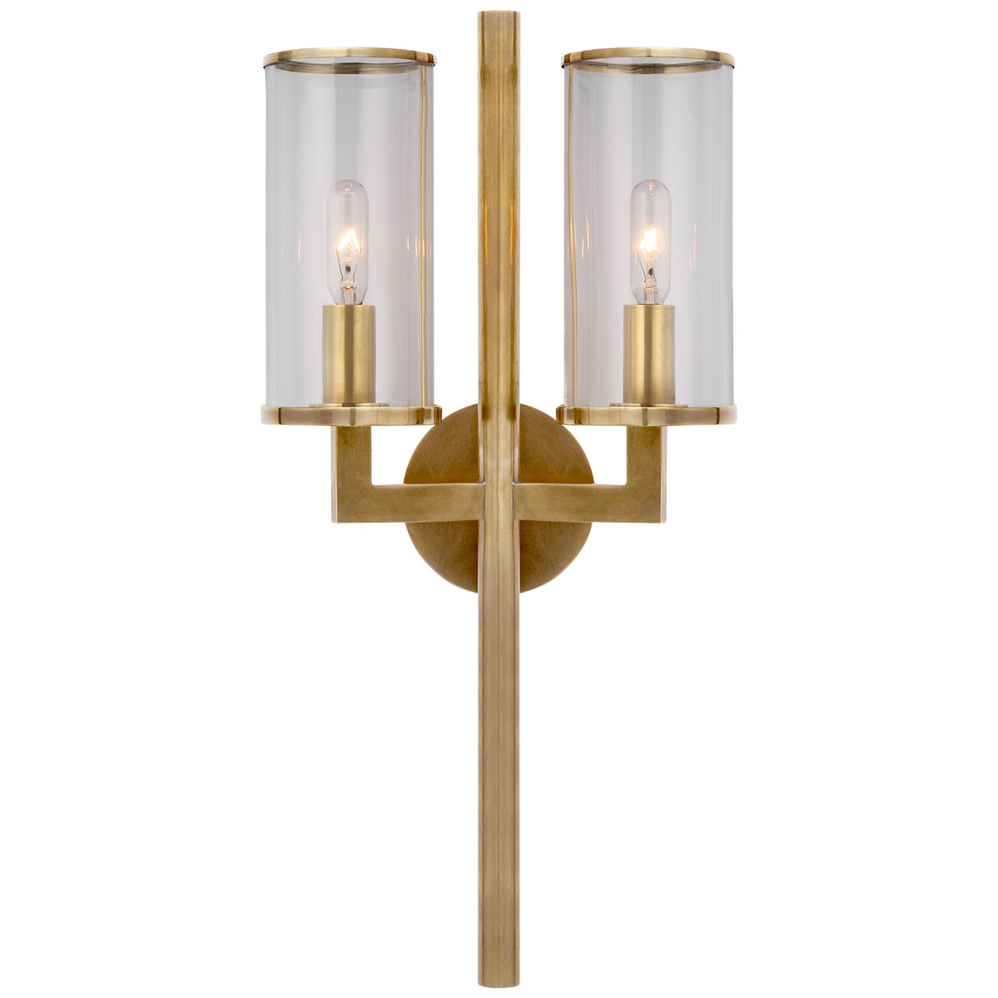 vintage solid brass wall candle sconce with crackle glass