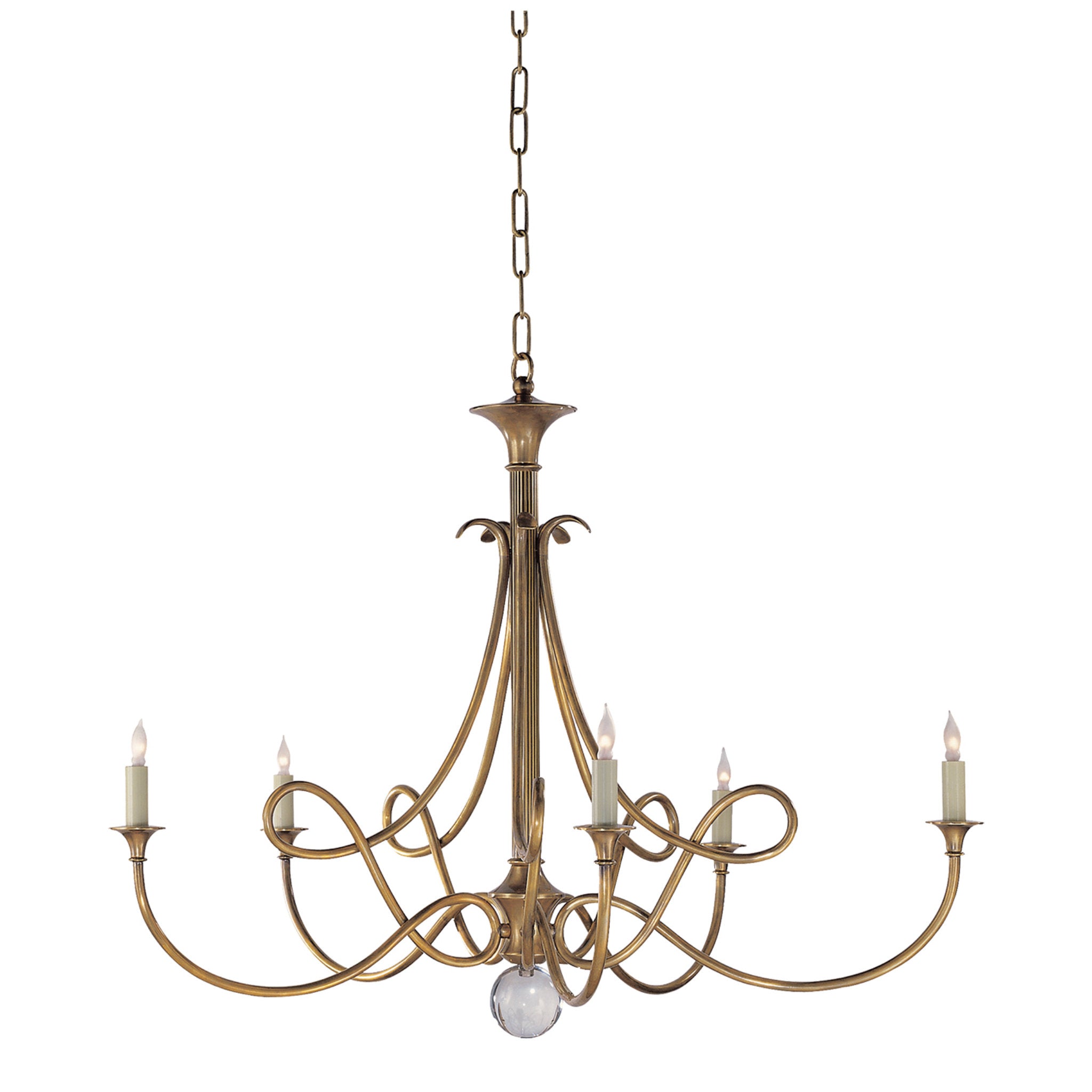 Eric Cohler Double Twist Large Chandelier in Hand Rubbed Antique Brass