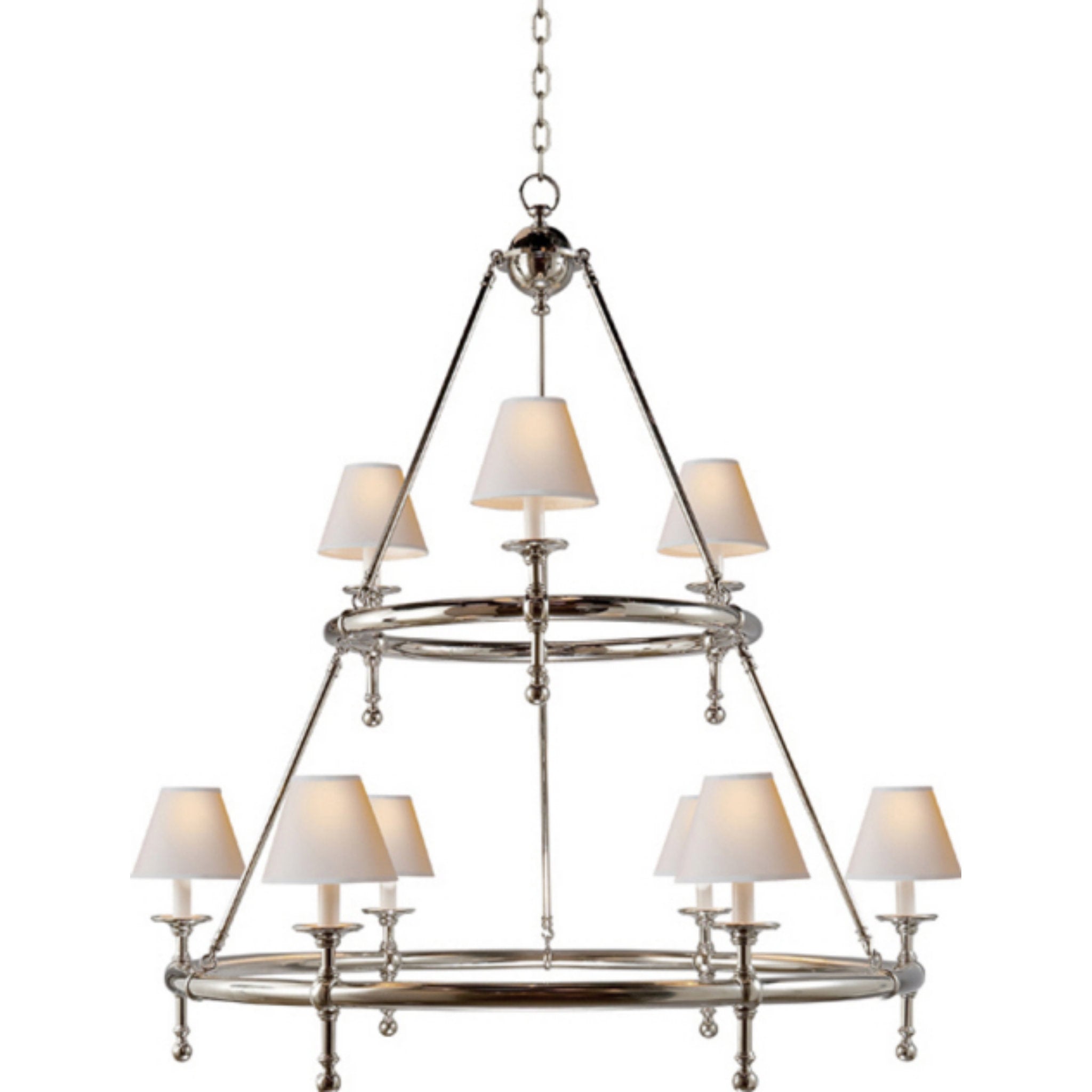 Chapman & Myers Classic Two-Tier Ring Chandelier in Polished Nickel wi