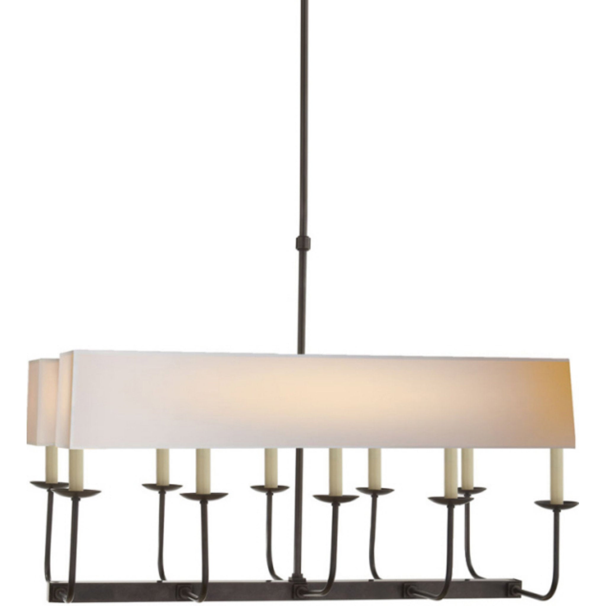 Chapman & Myers Linear Branched Chandelier in Bronze with Natural Pape
