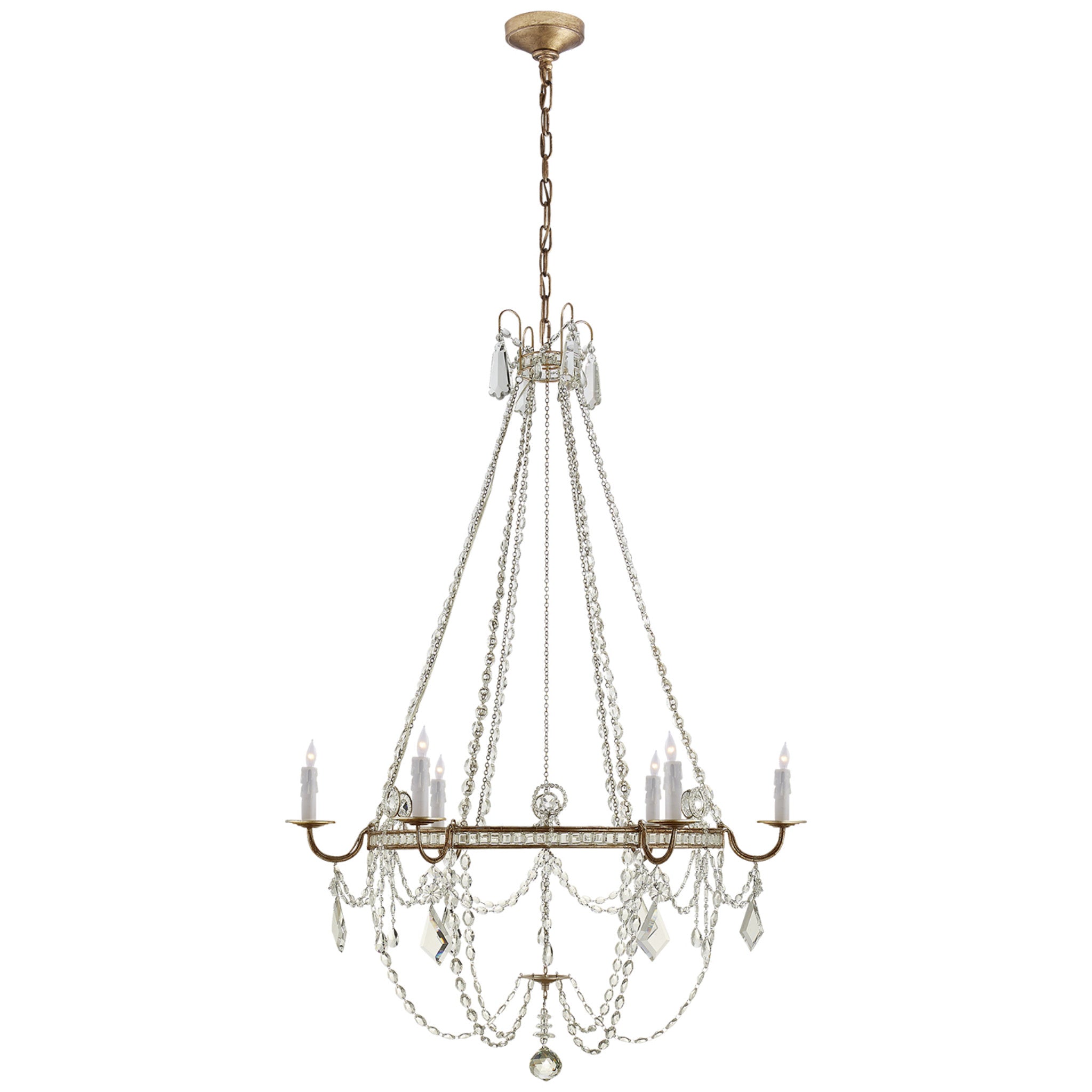 J. Randall Powers Sharon Medium Chandelier in Gilded Iron with Crystal Trim