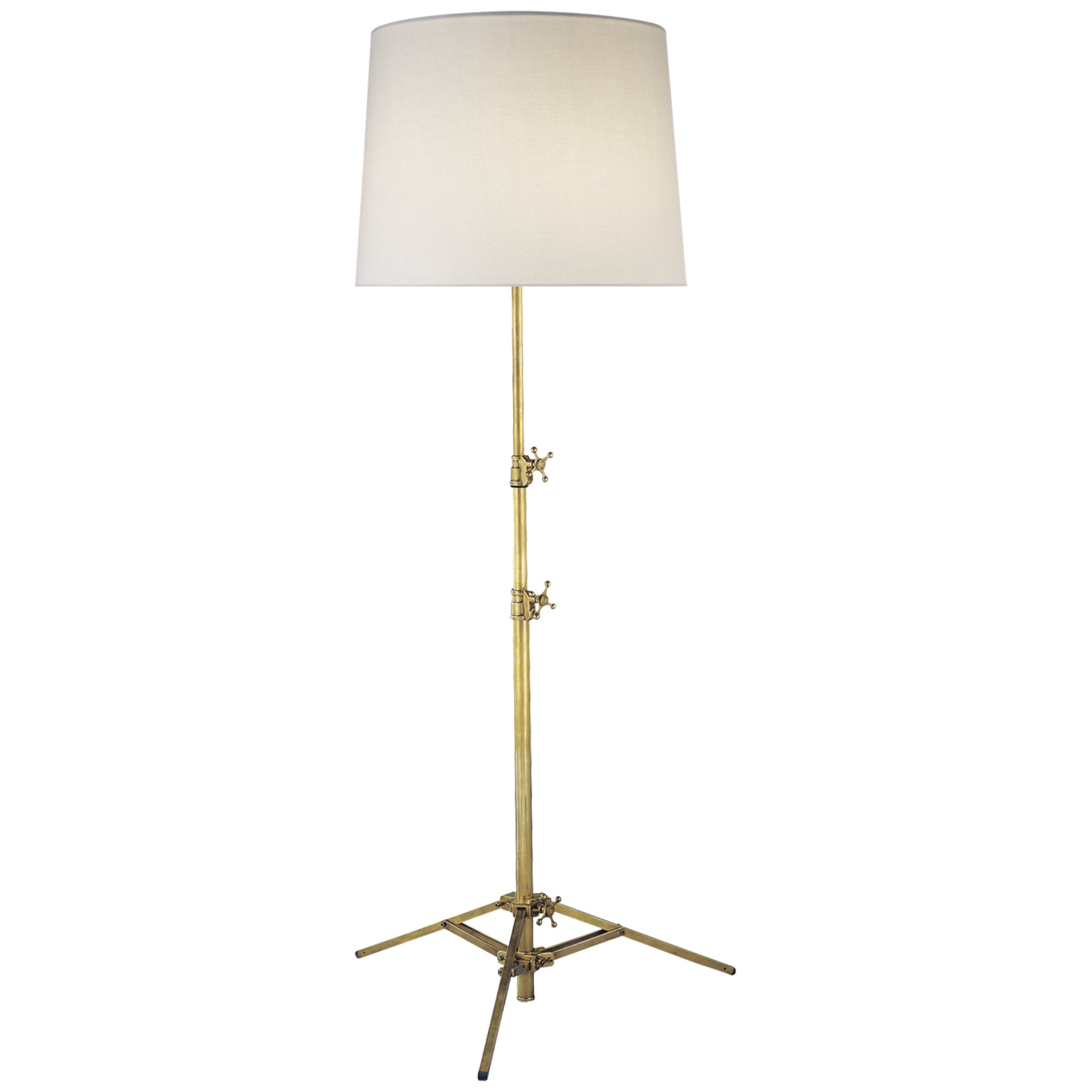Thomas O'Brien Studio Floor Lamp in Hand-Rubbed Antique Brass with Lin