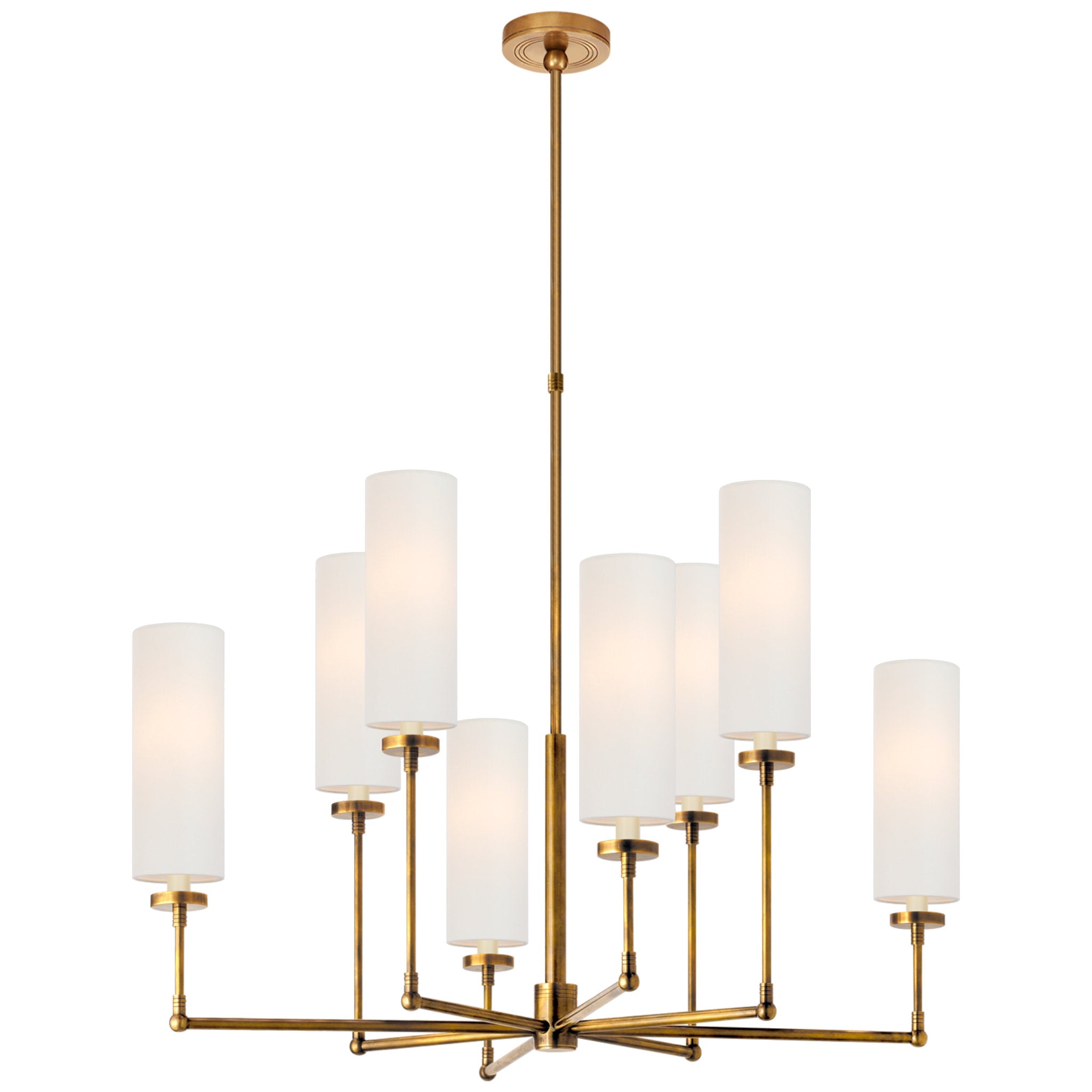 Thomas O'Brien Ziyi Large Chandelier in Hand-Rubbed Antique Brass with