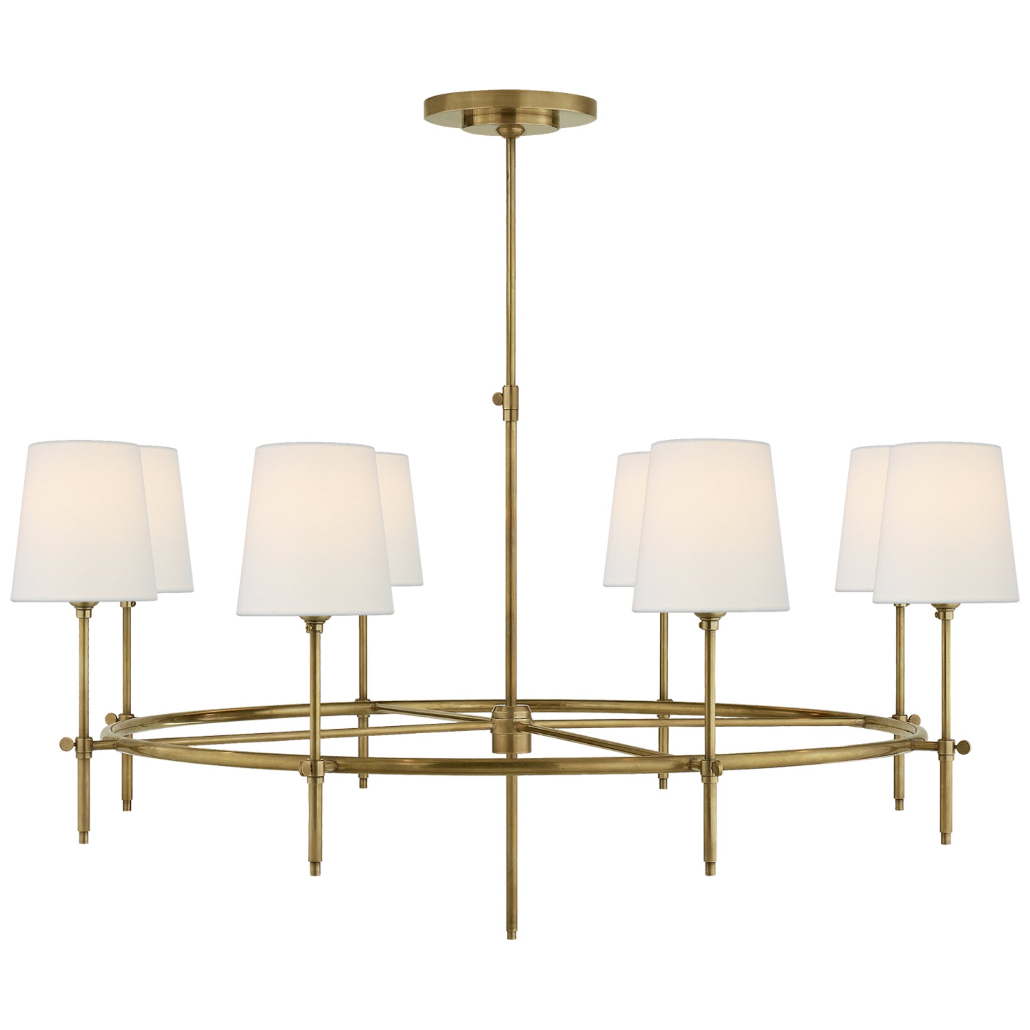 Thomas OBrien Lyra Chandelier in Antique Brass by Visual Comfort Signature  at Destination Lighting