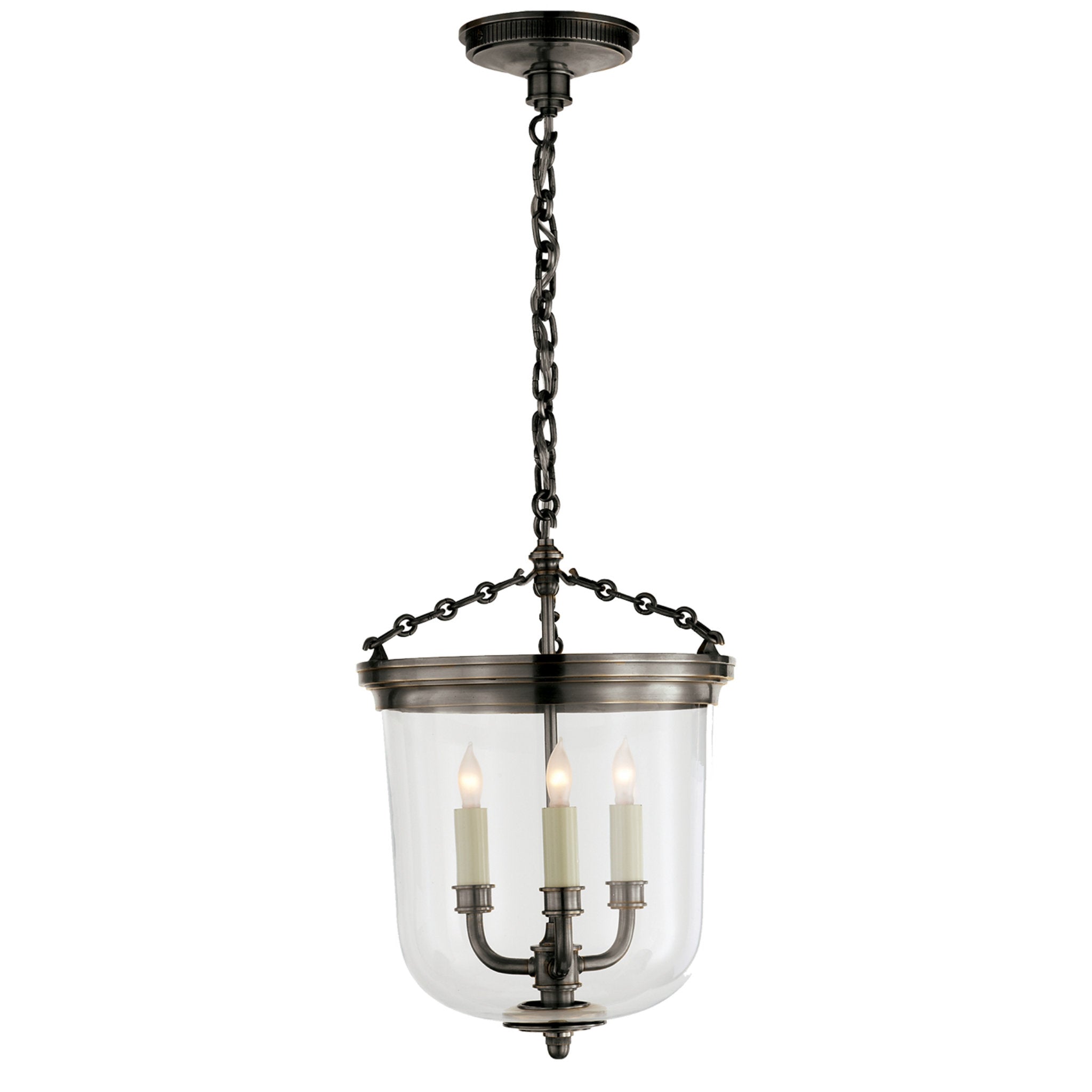 Thomas O'Brien Merchant Lantern in Bronze with Clear Glass