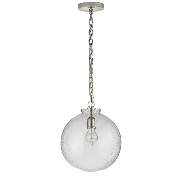 Thomas O'Brien Katie Globe Pendant in Polished Nickel with Seeded