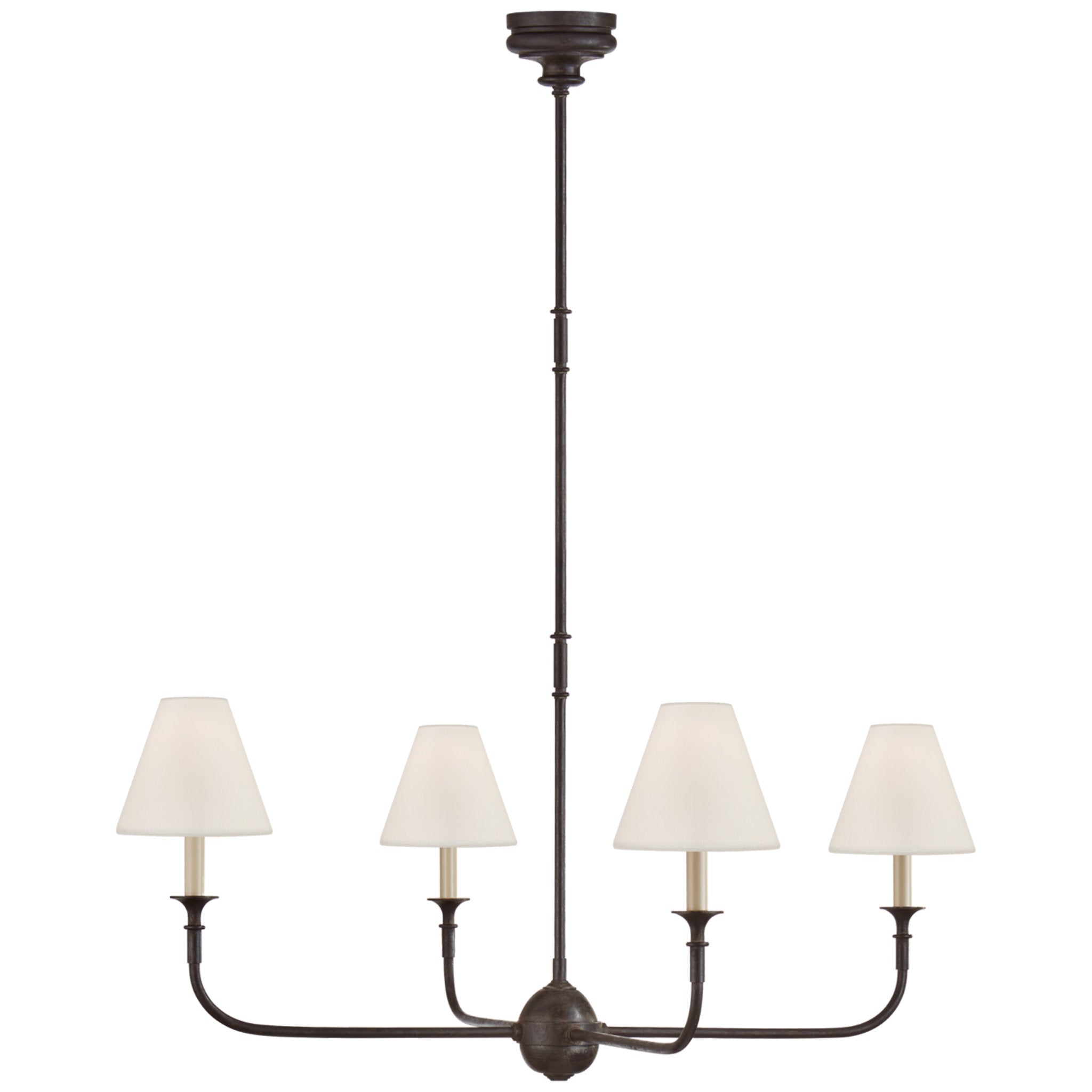 Thomas O'Brien Piaf Large Chandelier in Aged Iron and Ebonized Oak wit