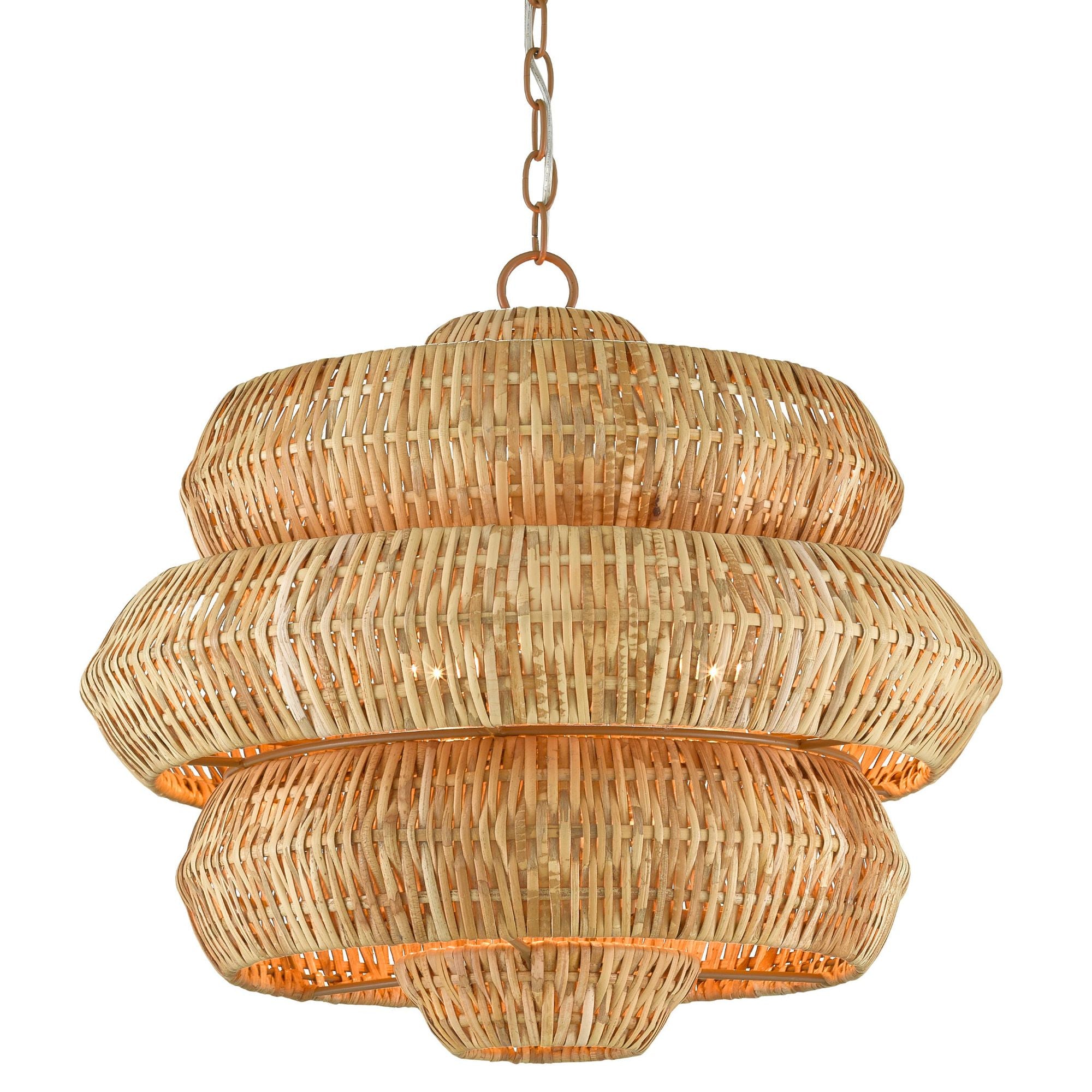 Antibes Small Natural Chandelier - Khaki/Natural Rattan