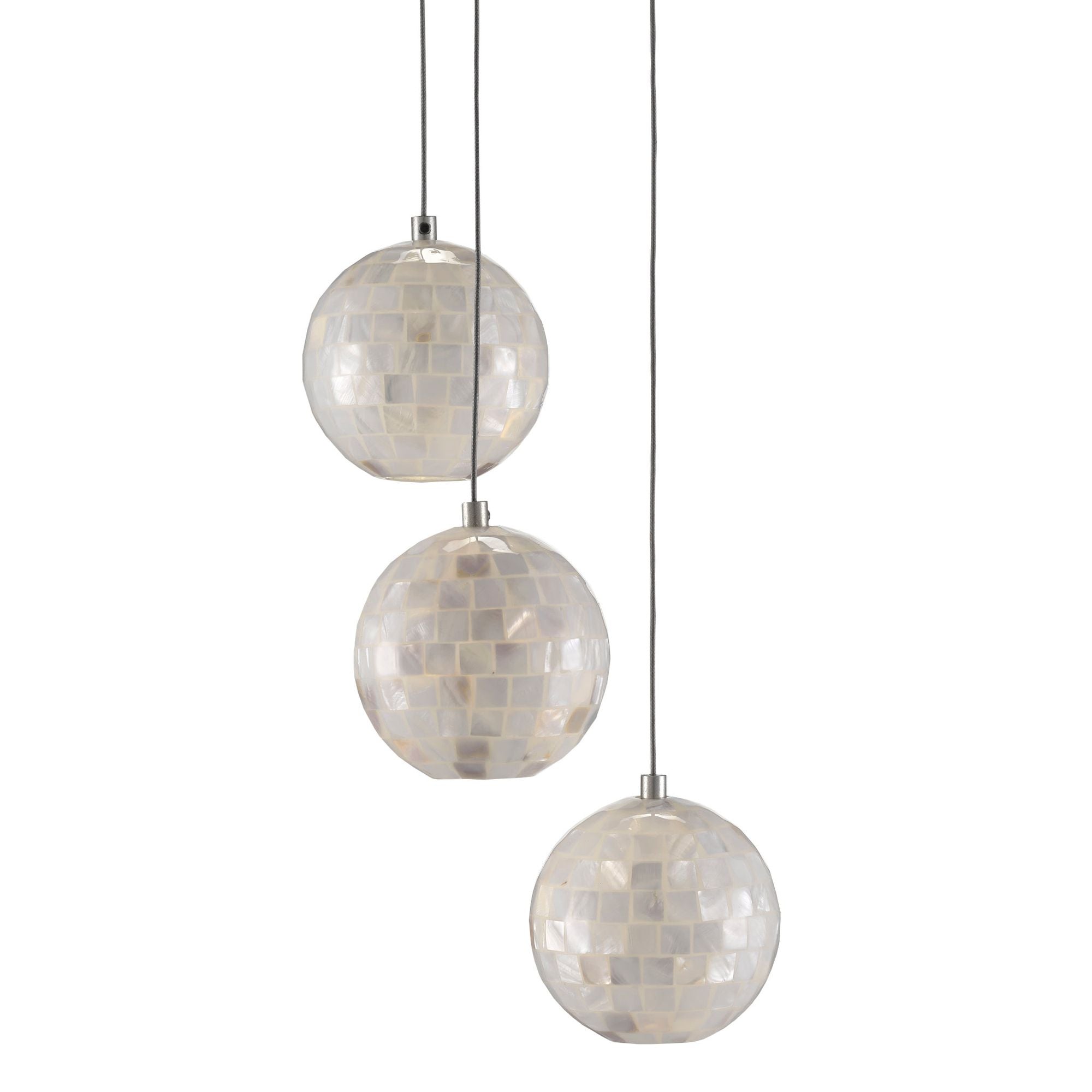 Finhorn 3-Light Round Multi-Drop Pendant - Painted Silver/Pearl