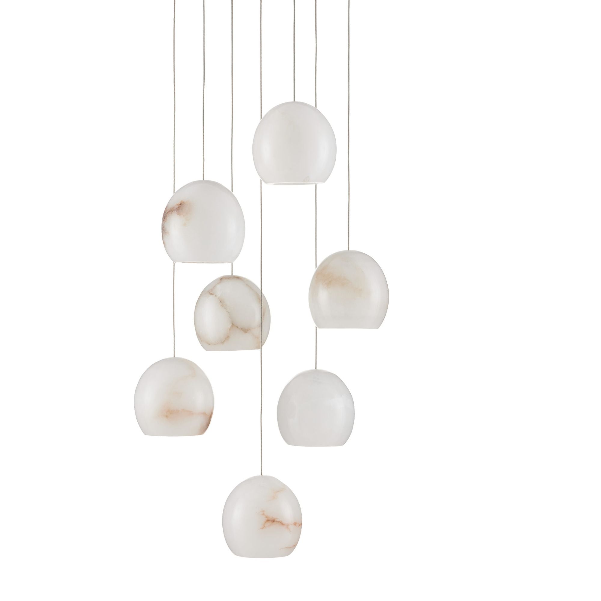 Lazio 7-Light Round Multi-Drop Pendant - Natural/Painted Silver