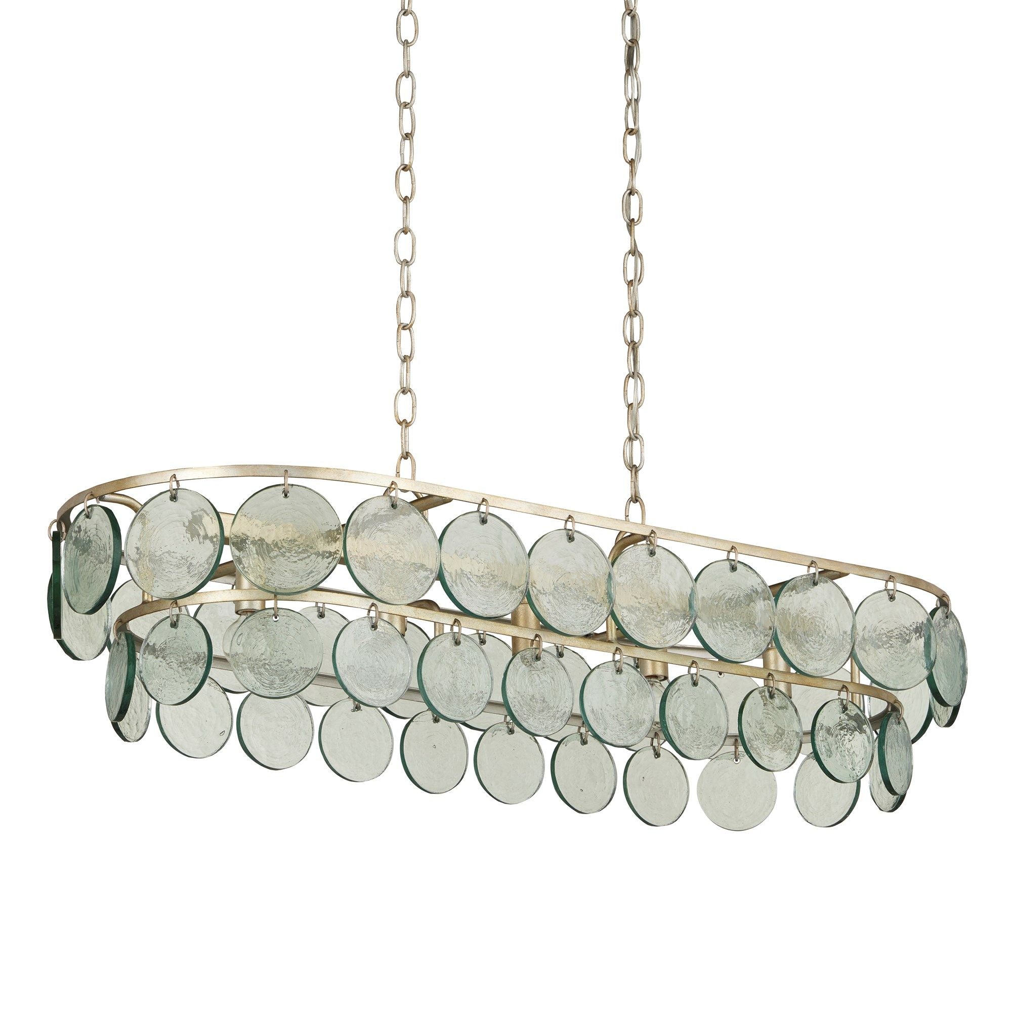 Settat Recycled Glass Chandelier - Silver Leaf/Clear