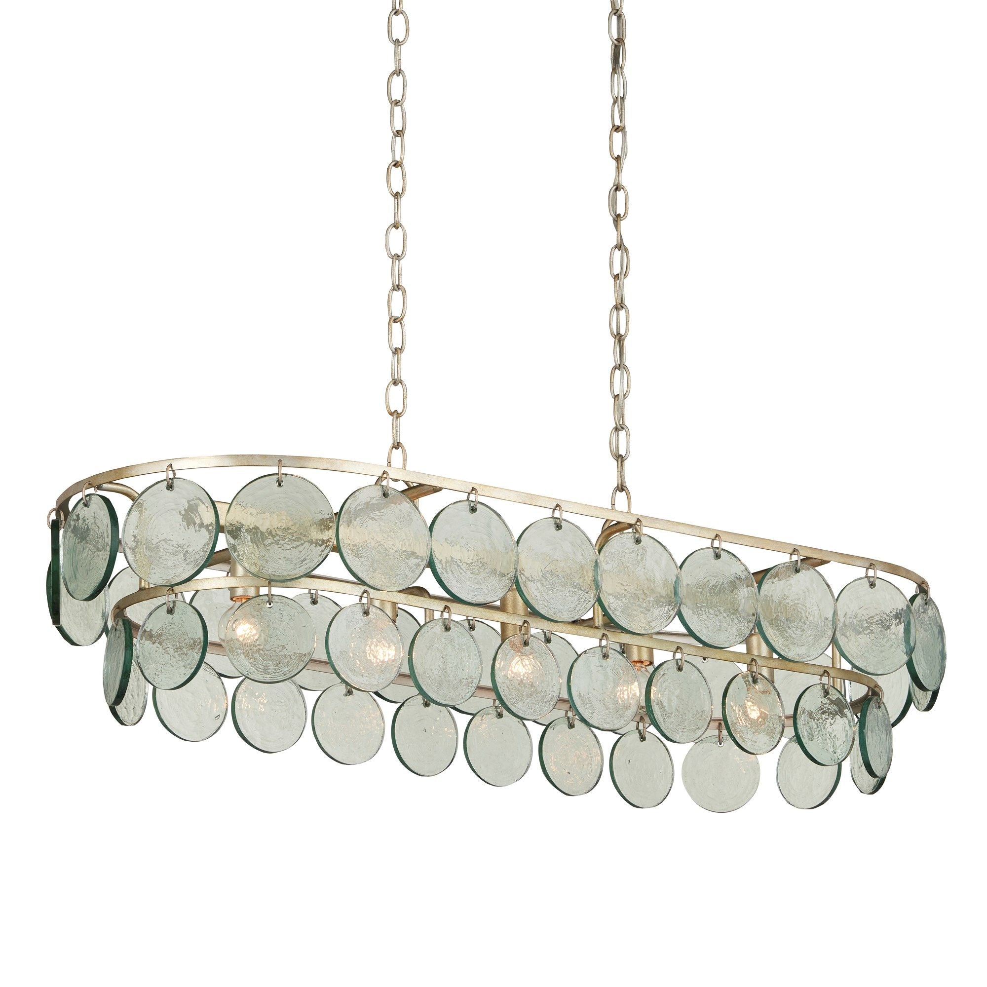 Settat Recycled Glass Chandelier - Silver Leaf/Clear