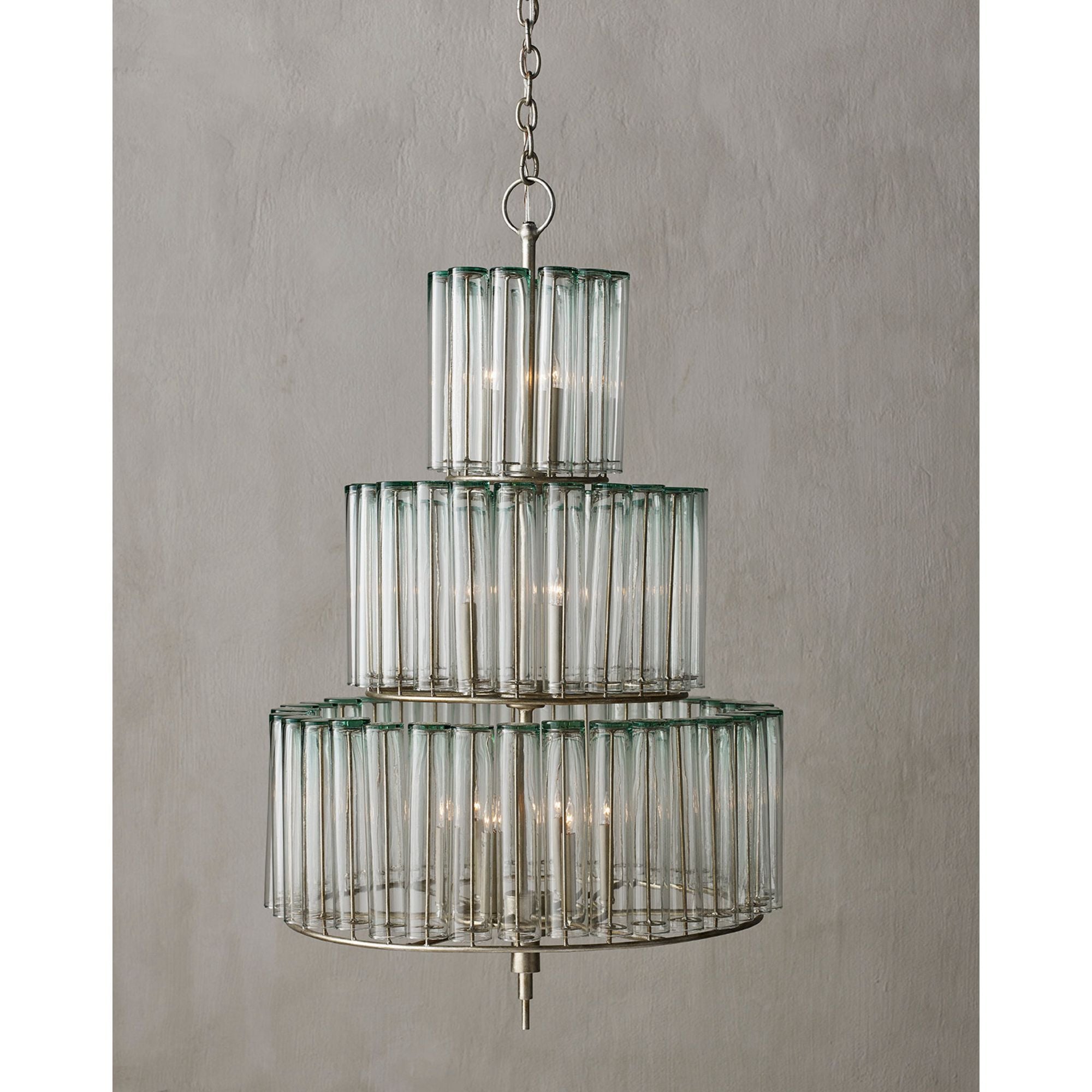 Bevilacqua Medium Glass Chandelier - Silver Leaf