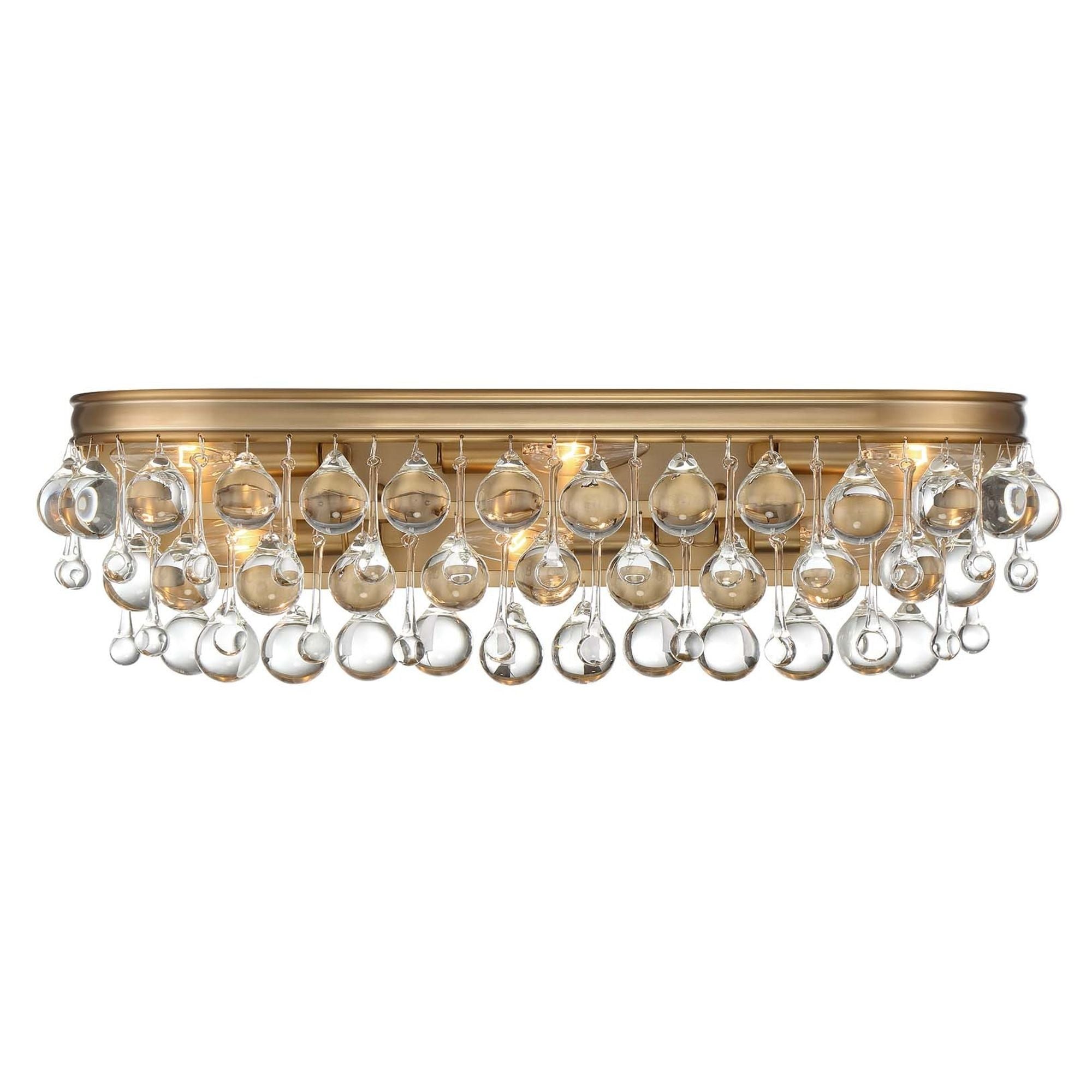 Calypso 6 Light Crystal Teardrop Vibrant Gold Bathroom Vanity Clear Glass Drops 23"W x 6"H x 6"D