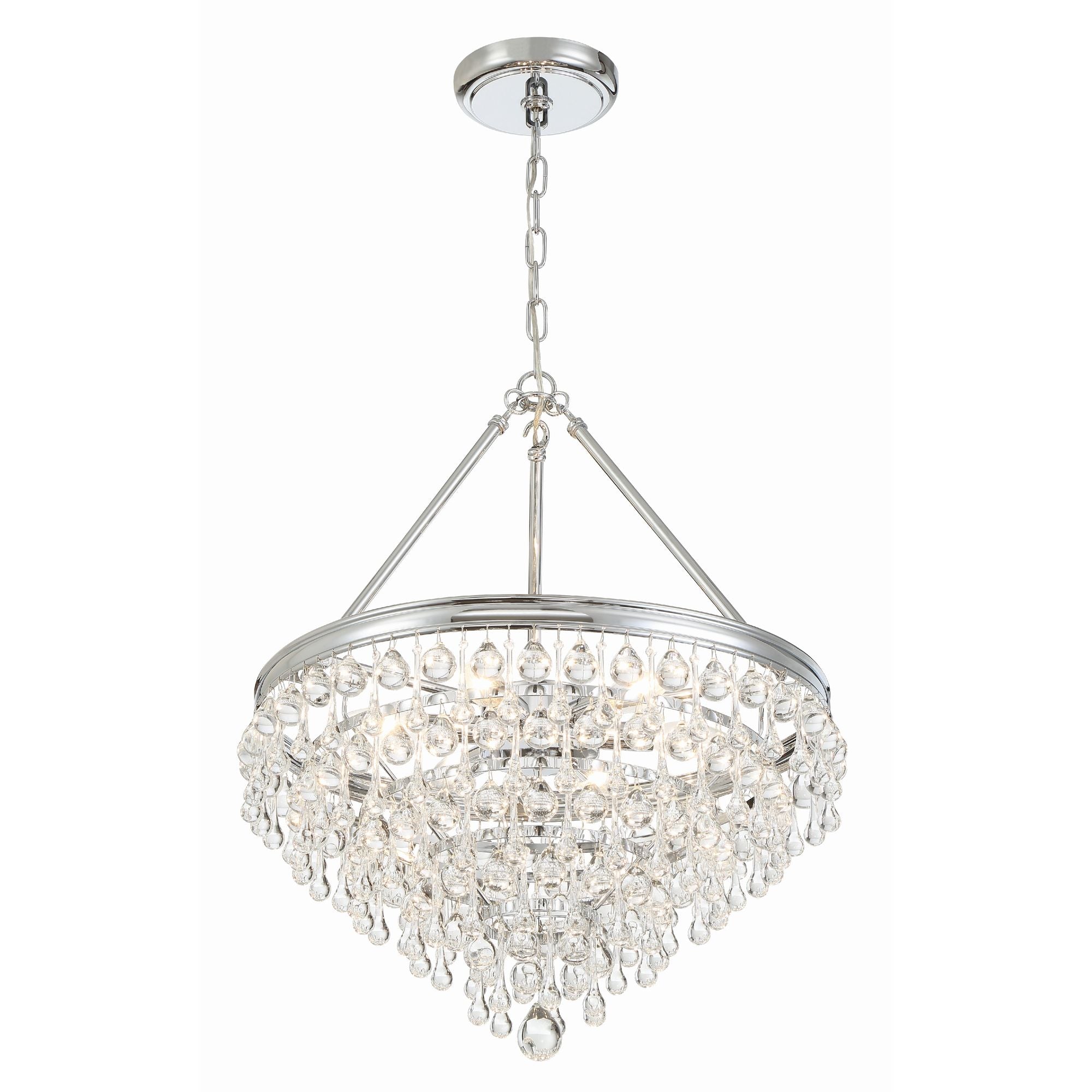 Calypso 6 Light Crystal Teardrop Polished Chrome Chandelier Clear Glass Drops 20"W x 24"H x 20"D