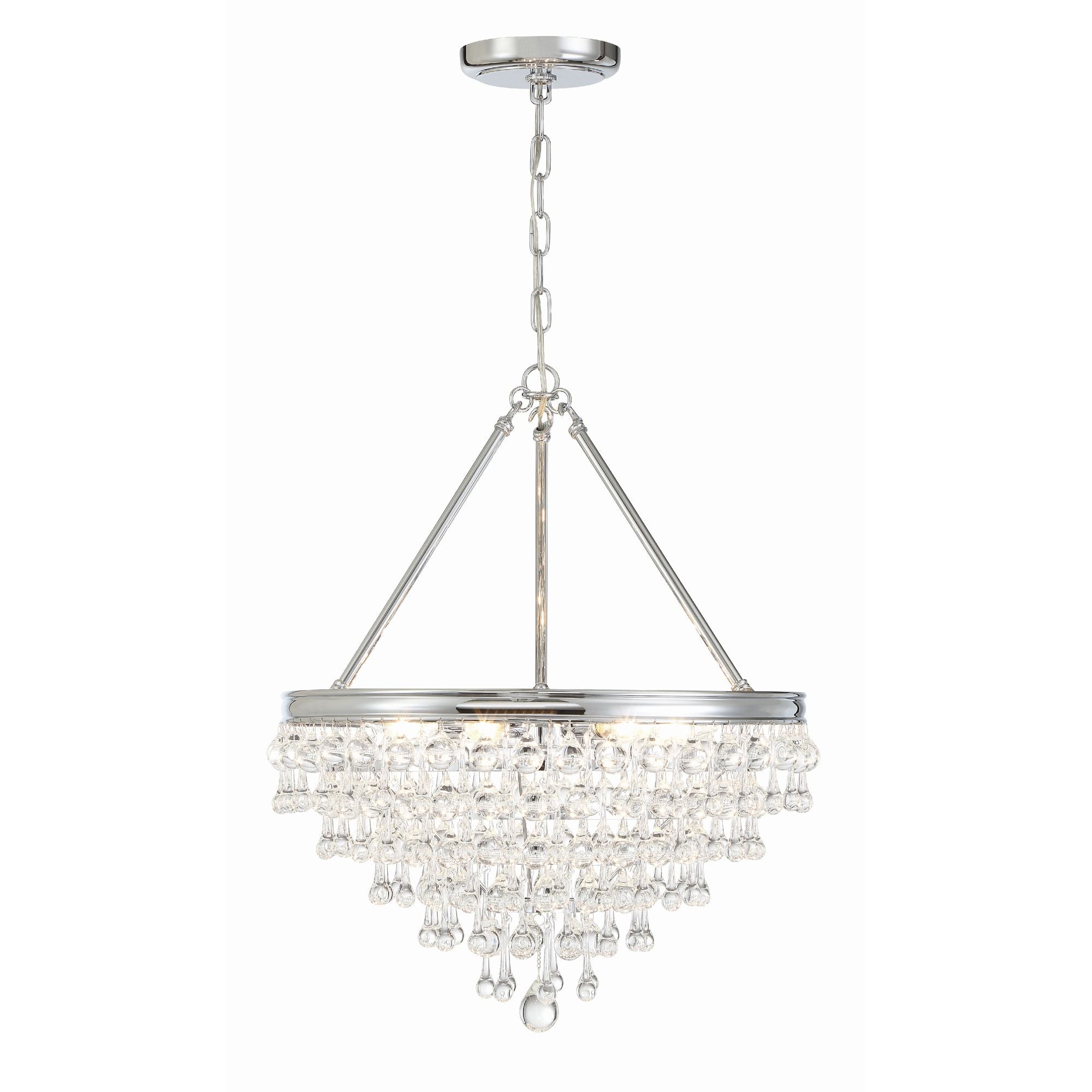 Calypso 6 Light Crystal Teardrop Polished Chrome Chandelier Clear Glass Drops 20"W x 24"H x 20"D