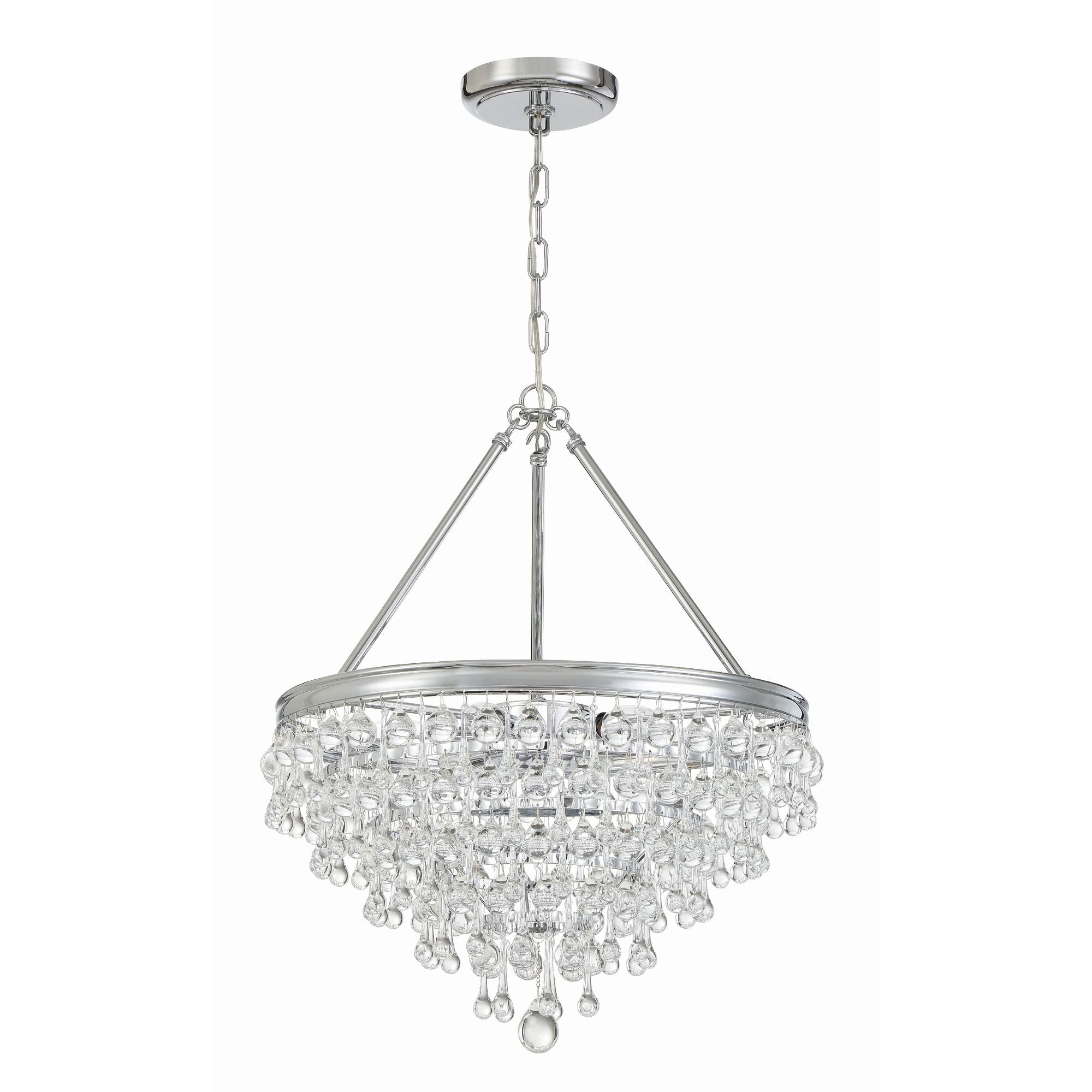 Calypso 6 Light Crystal Teardrop Polished Chrome Chandelier Clear Glass Drops 20"W x 24"H x 20"D