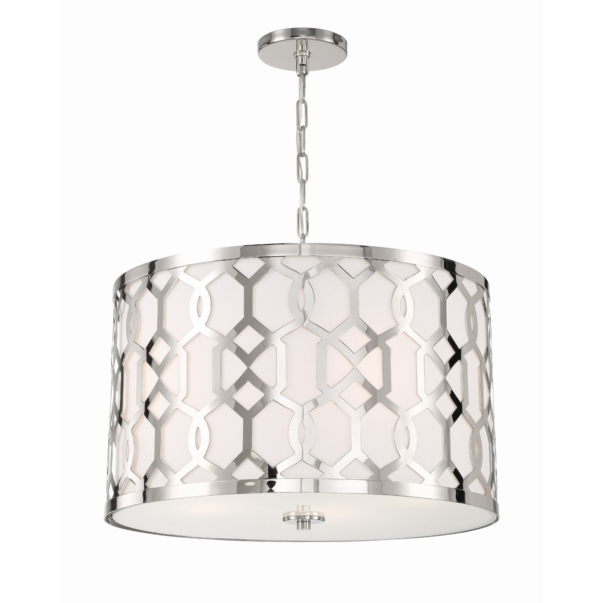 Libby Langdon Jennings 5 Light Polished Nickel Chandelier Silk Shade 24.25"W x 14.75"H x 24.25"D