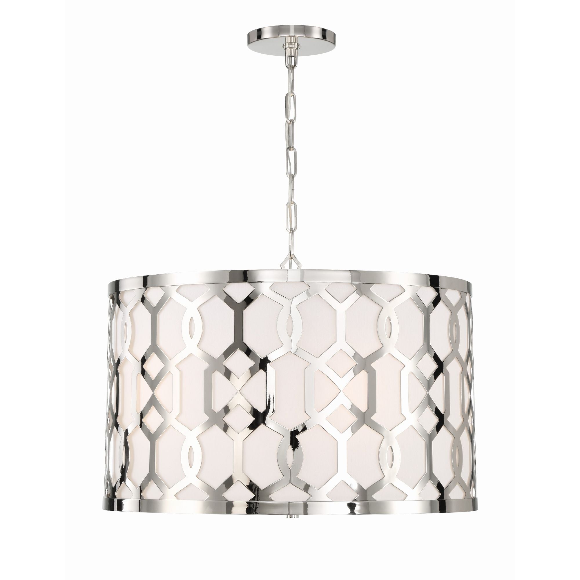 Libby Langdon Jennings 5 Light Polished Nickel Chandelier Silk Shade 24.25"W x 14.75"H x 24.25"D