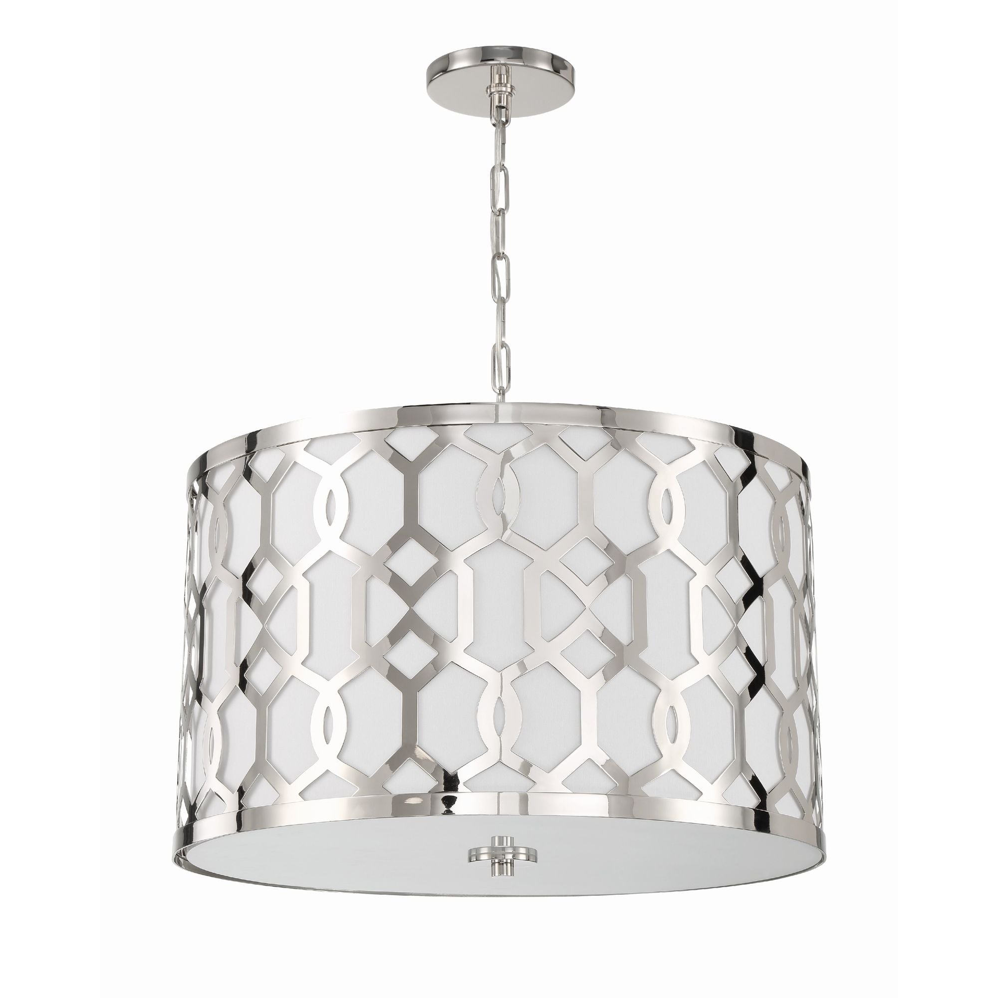 Libby Langdon Jennings 5 Light Polished Nickel Chandelier Silk Shade 24.25"W x 14.75"H x 24.25"D