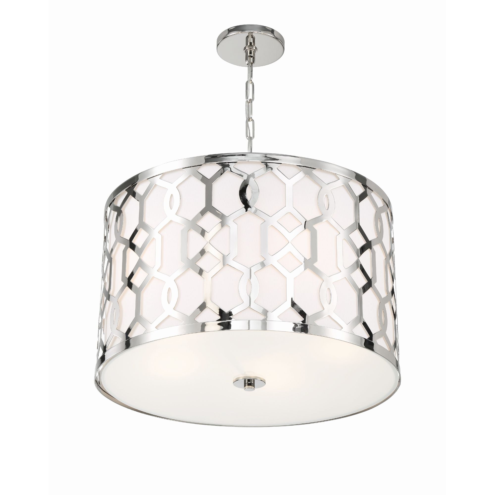 Libby Langdon Jennings 5 Light Polished Nickel Chandelier Silk Shade 24.25"W x 14.75"H x 24.25"D