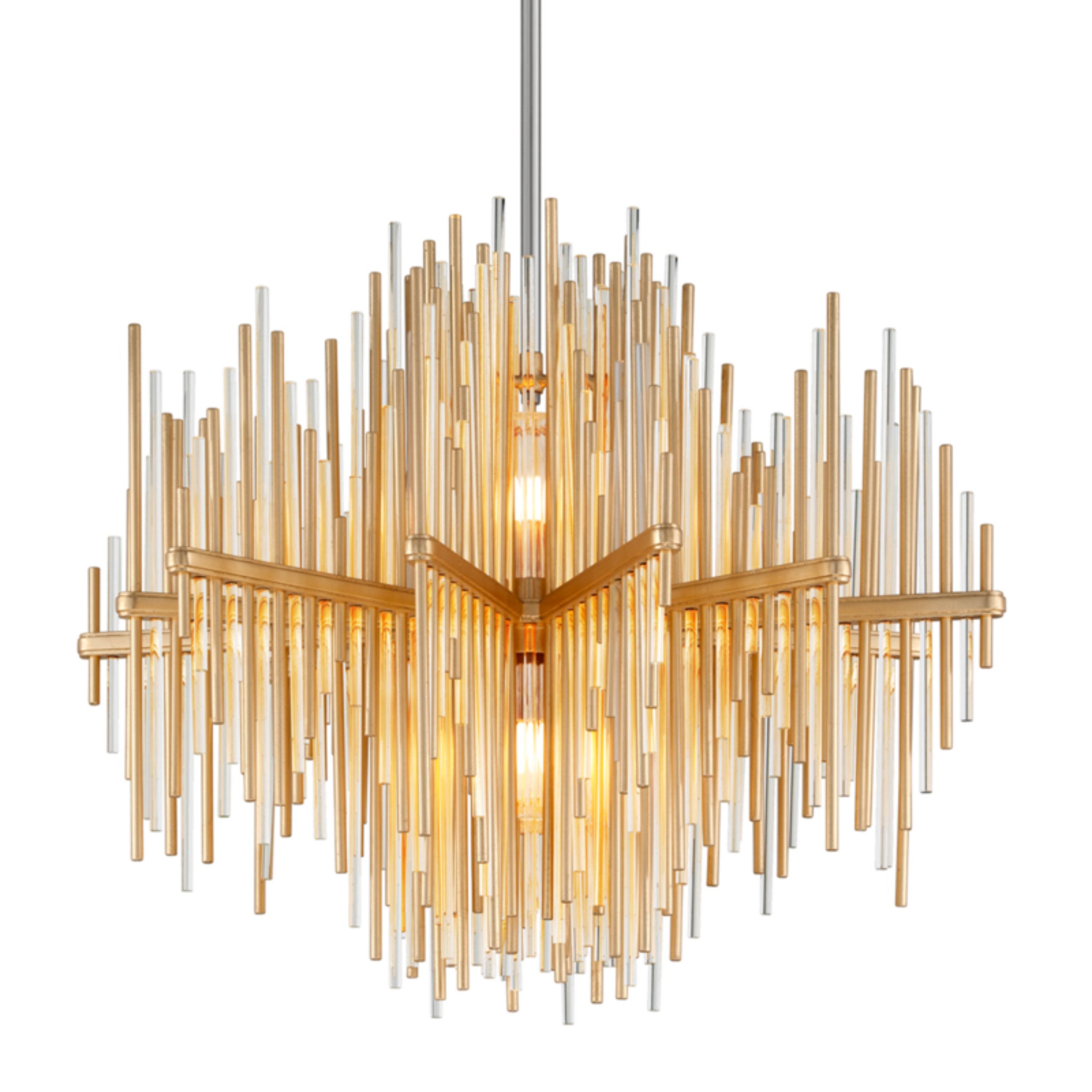 Theory Chandelier 2-Light LED in  Gold Leaf W Polished Stainless L30 x W30 x H24.5