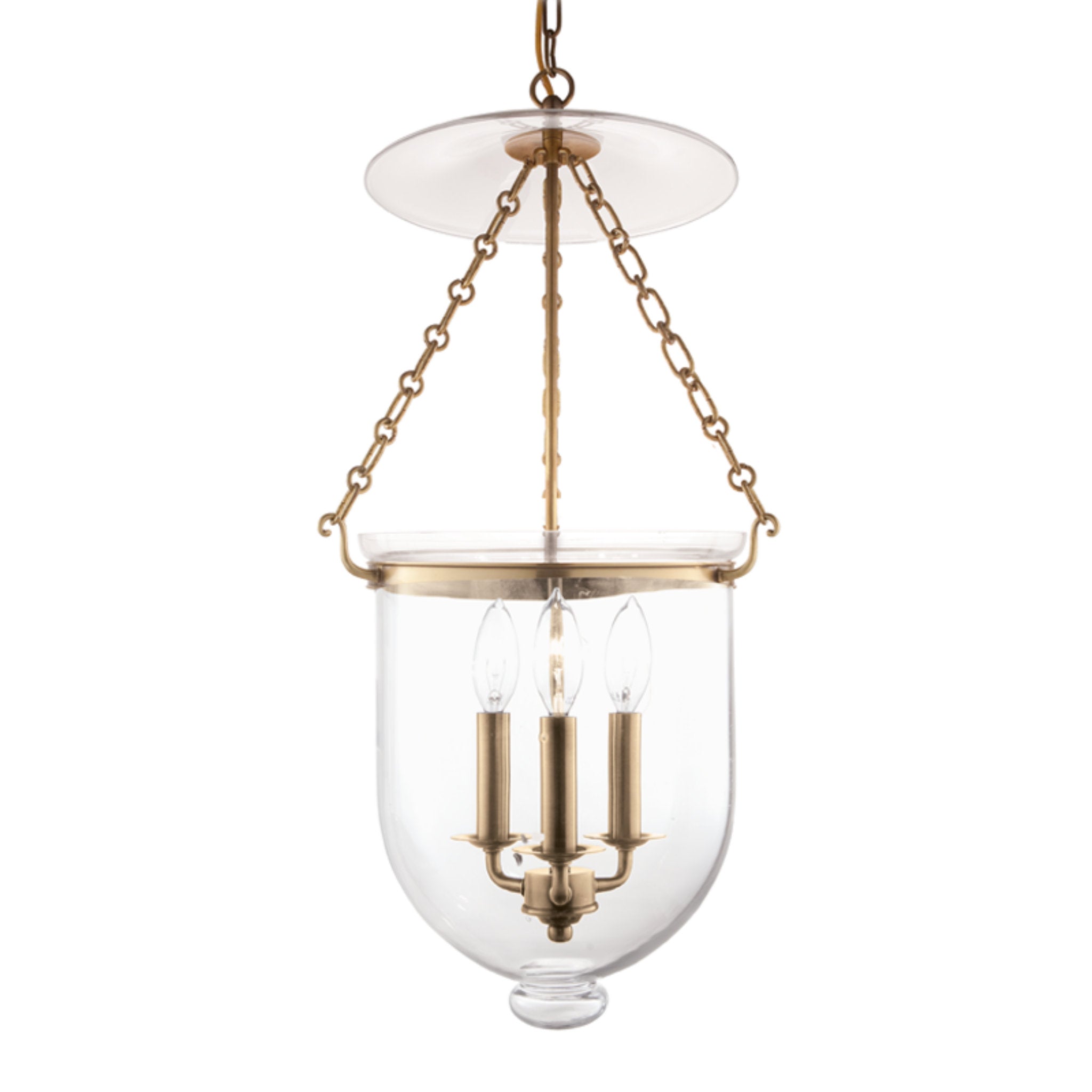 Hampton 3 Light Pendant in Aged Brass