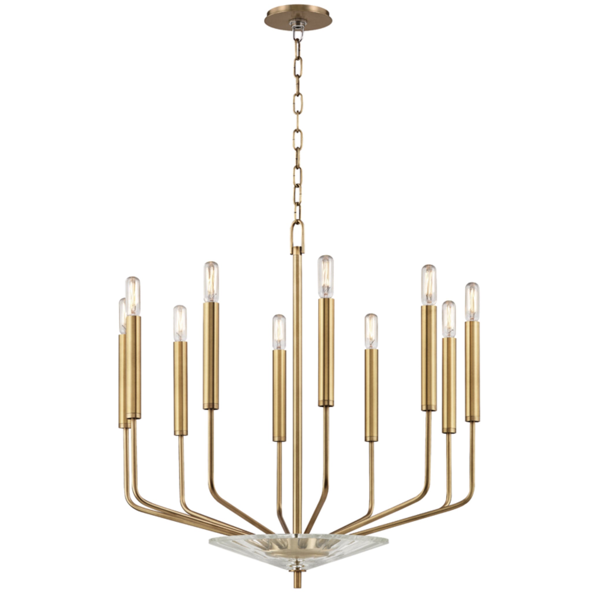 Gideon 10 Light Chandelier in Aged Brass