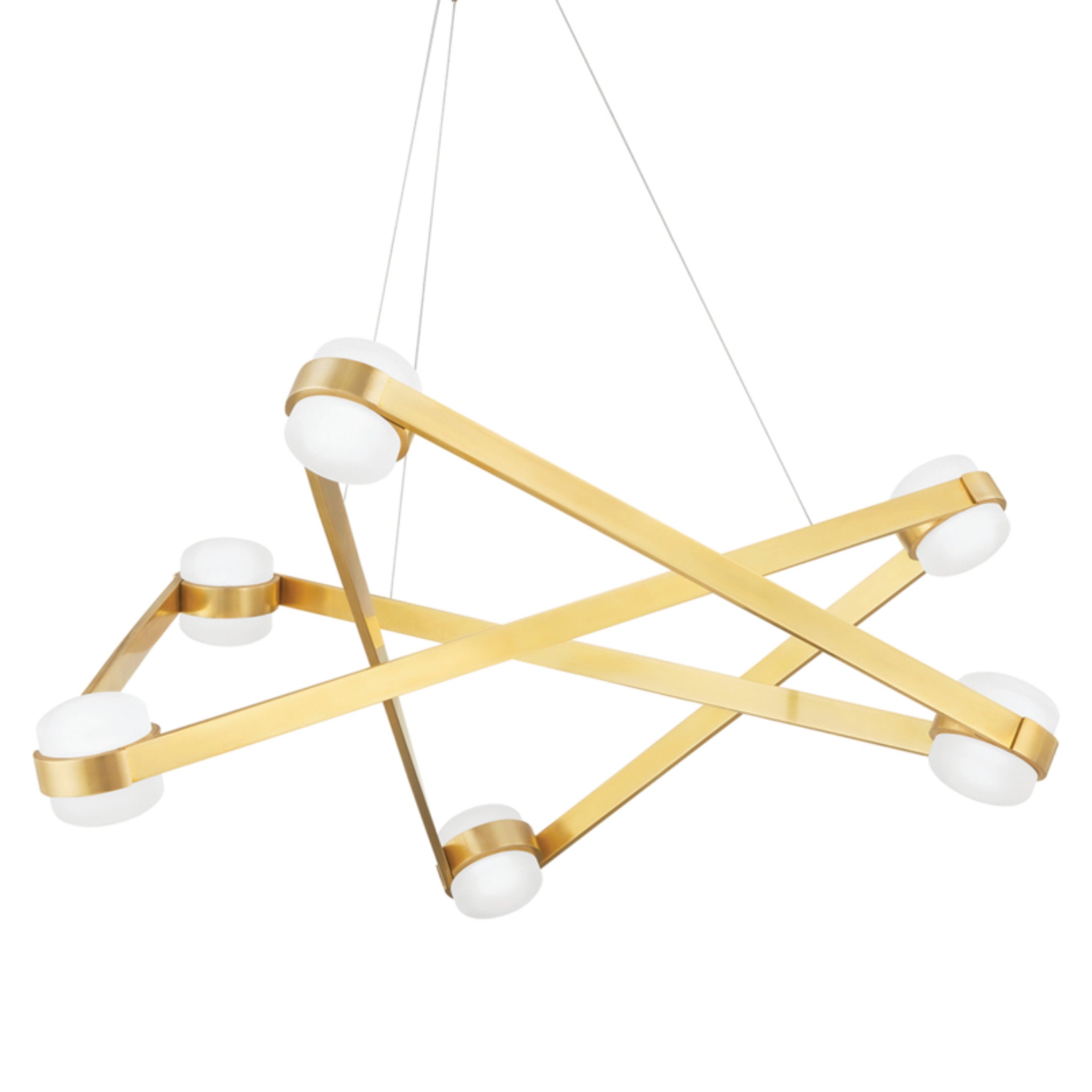 Orbit 6 Light Chandelier in Aged Brass