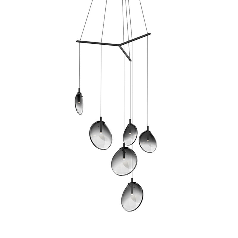 Sonneman 2996.25K Cantina 6-Light Tri-Spreader LED Pendant in Satin Black