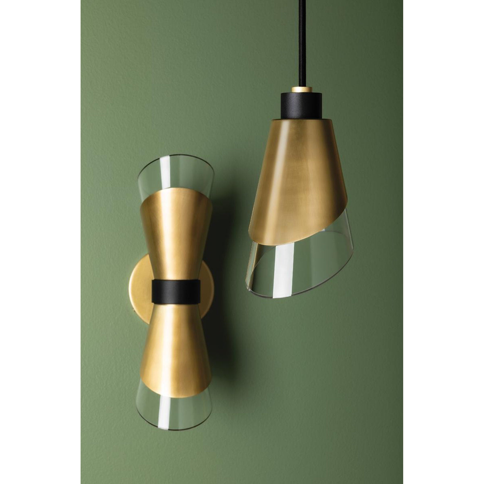 Angie 2-Light Wall Sconce in Polished Nickel/Black