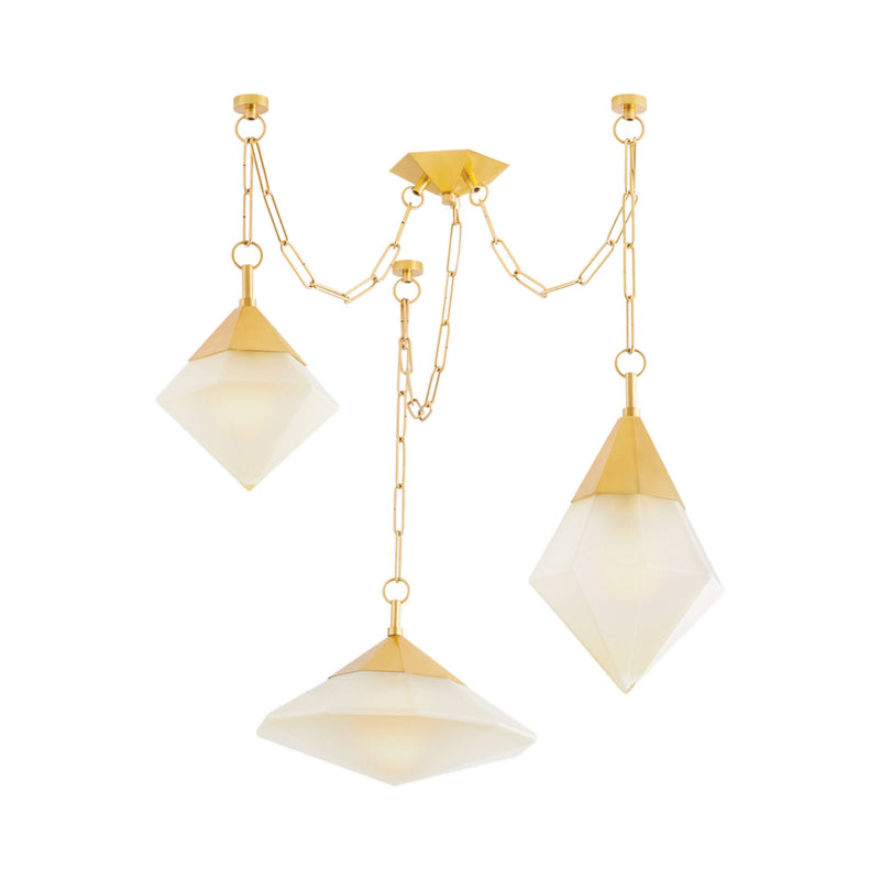 Angelique 3 Light Chandelier in Vintage Polished Brass