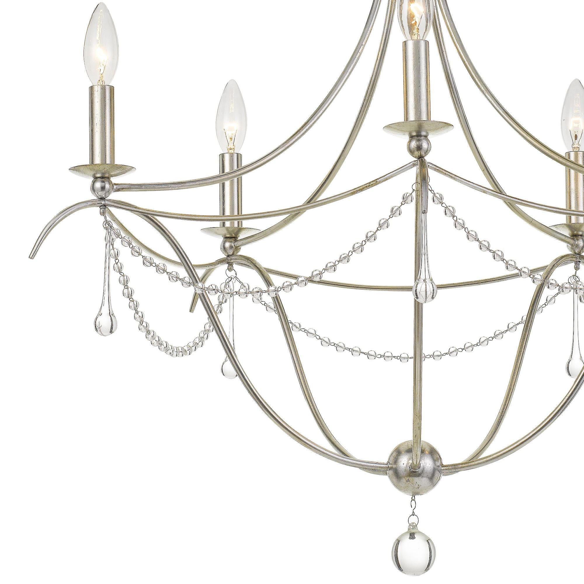 Metro 5 Light Crystal Beads Antique Silver Chandelier