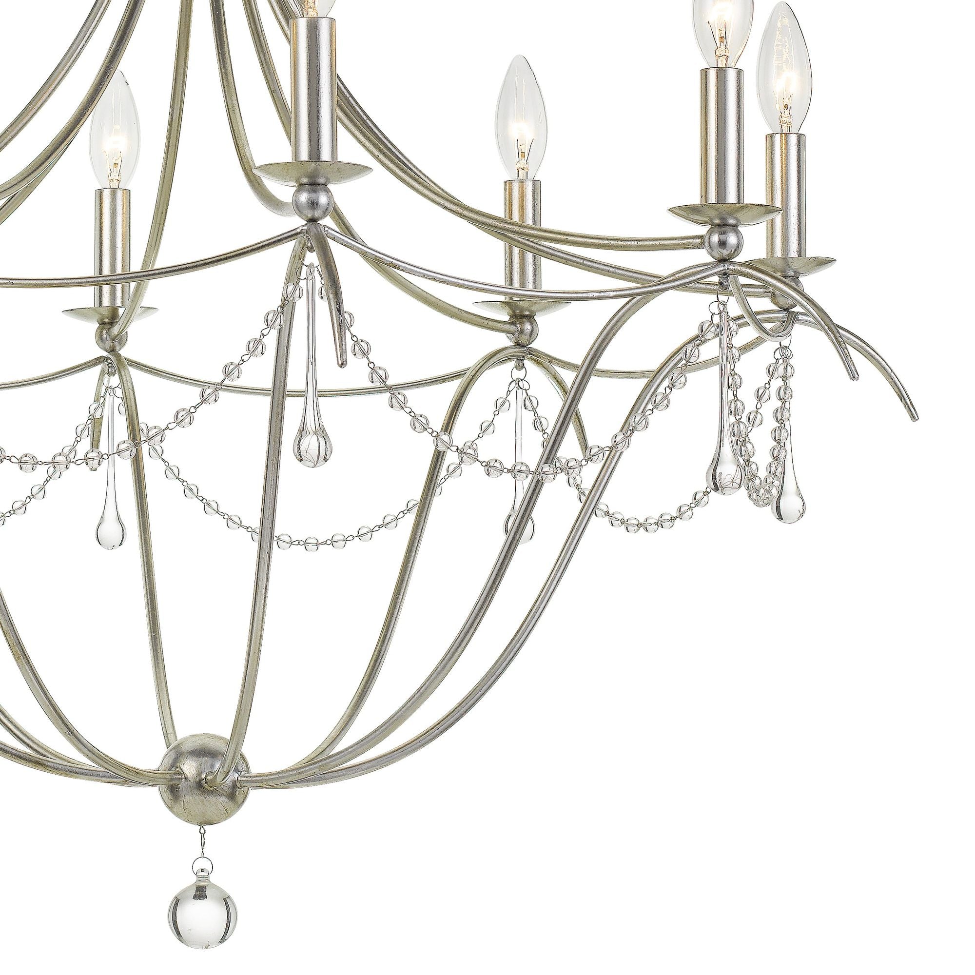 Metro 8 Light Crystal Beads Antique Silver Chandelier Clear Glass Beads 31.5"W x 37"H x 31.5"D