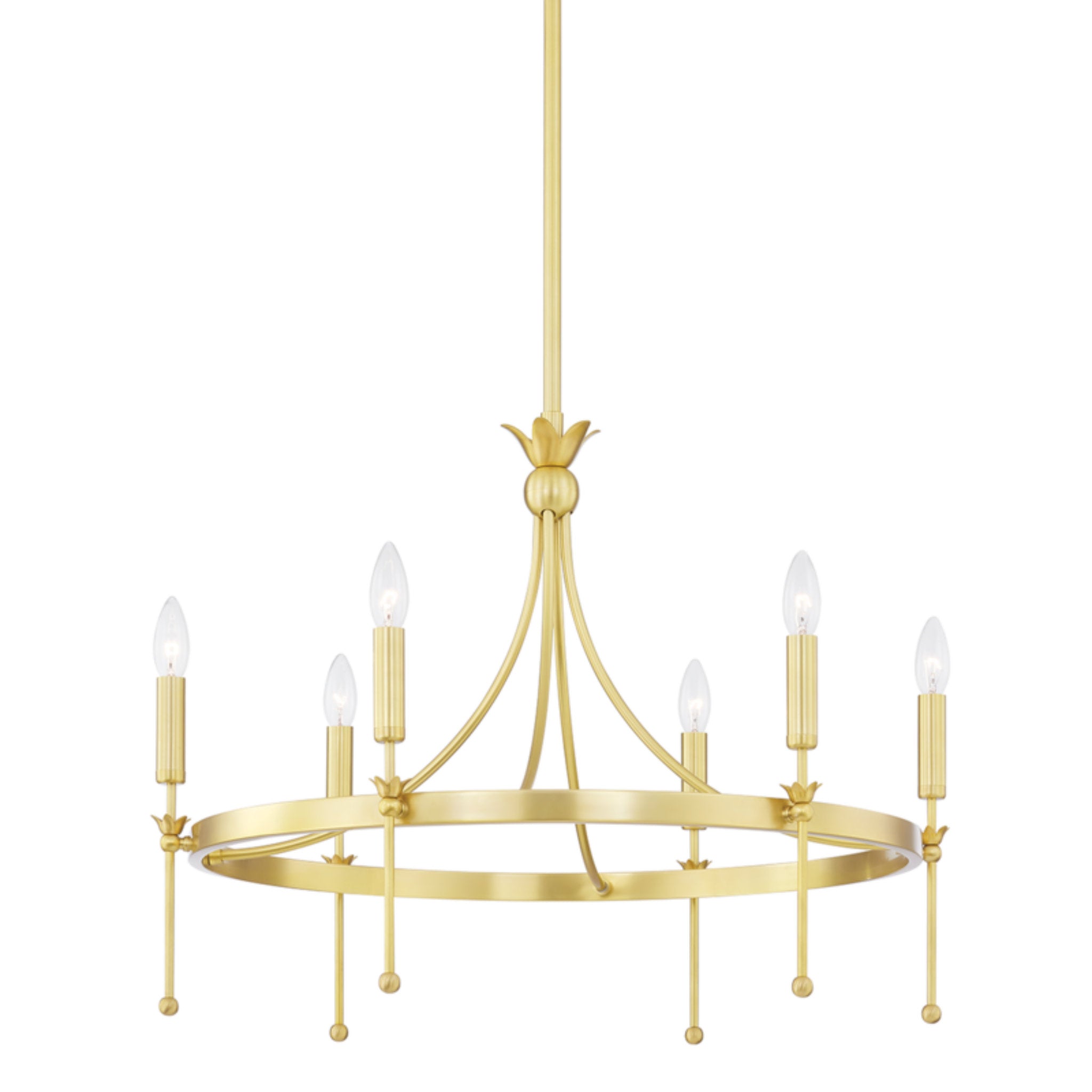 Gates 6 Light Chandelier in Aged Brass