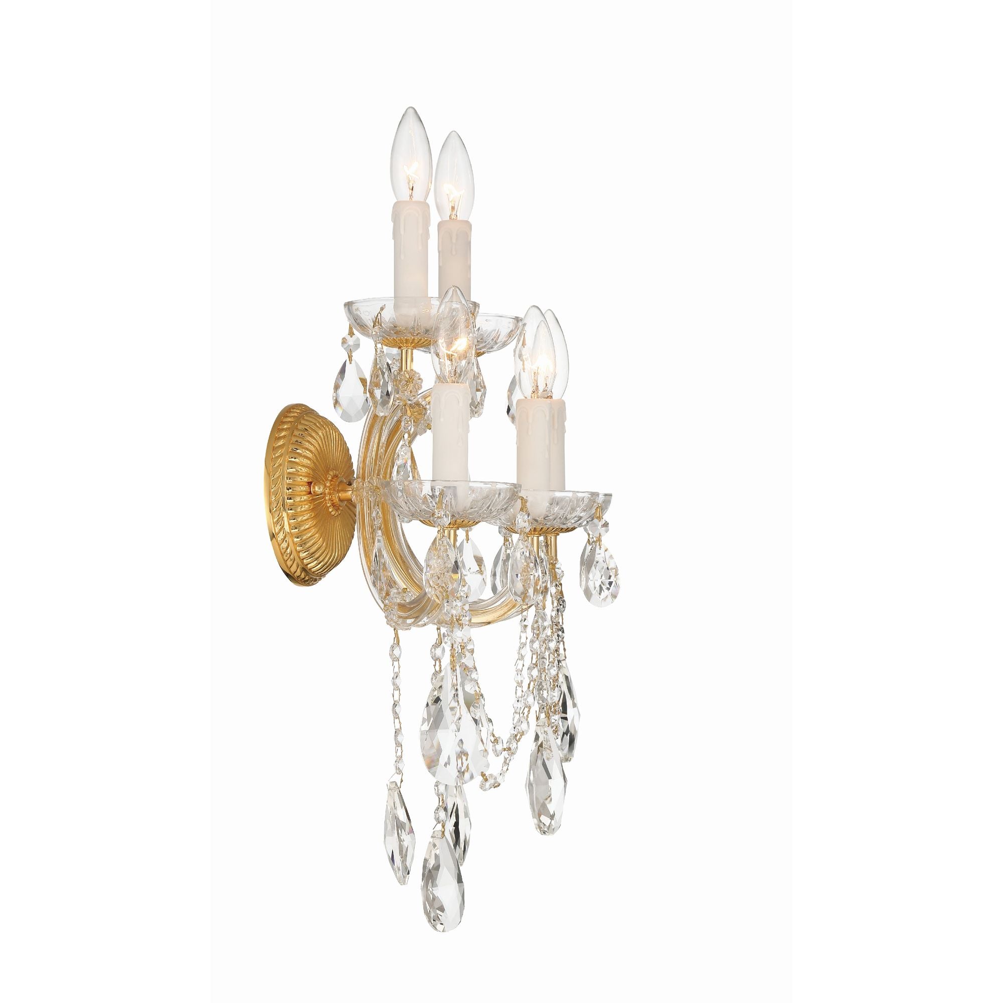 Maria Theresa 5 Light Hand Cut Crystal Gold Sconce Hand Cut Crystal 13.5"W x 24"H x 9"D