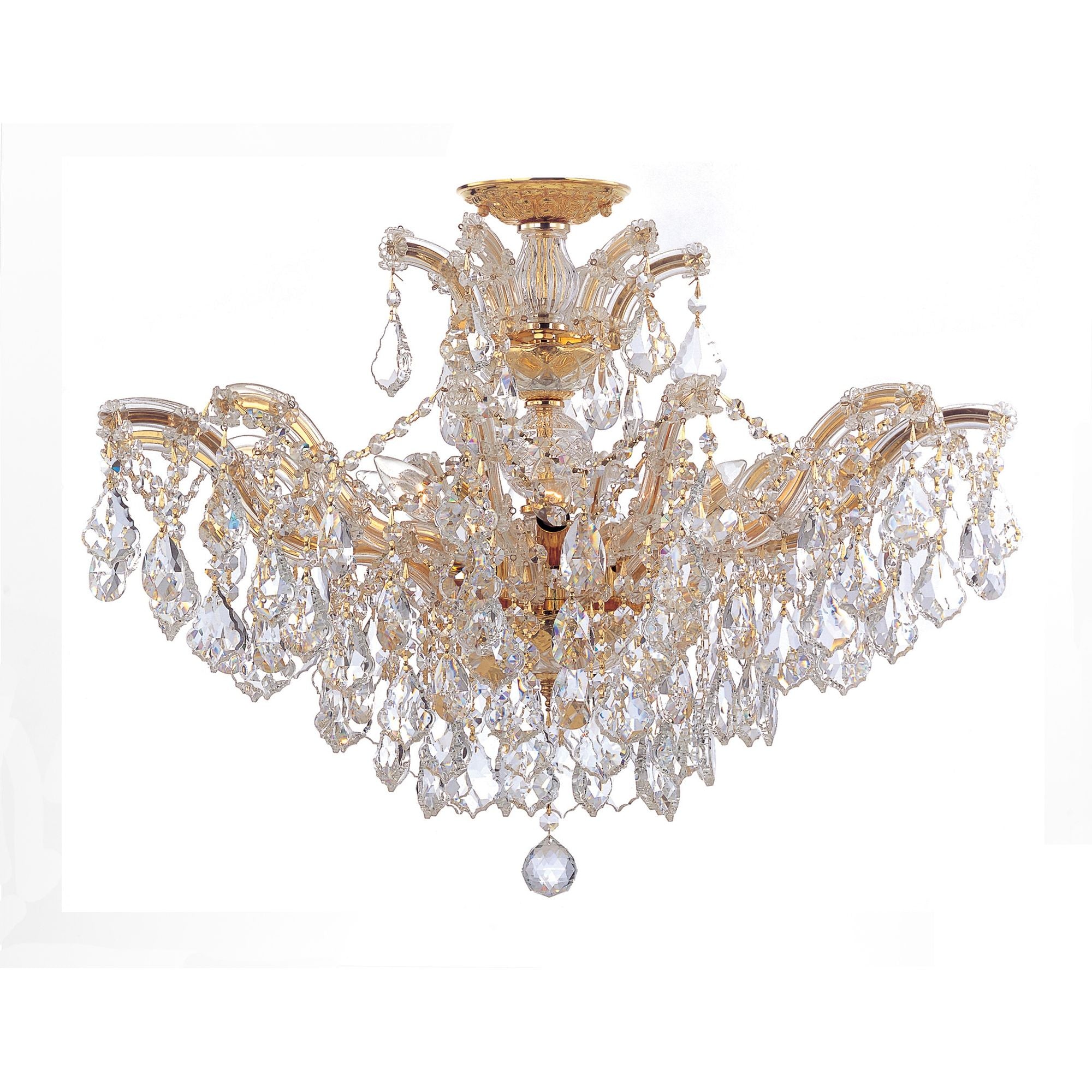 Maria Theresa 6 Light Hand Cut Crystal Gold Semi Flush Mount Hand Cut Crystal 27"W x 20"H x 27"D